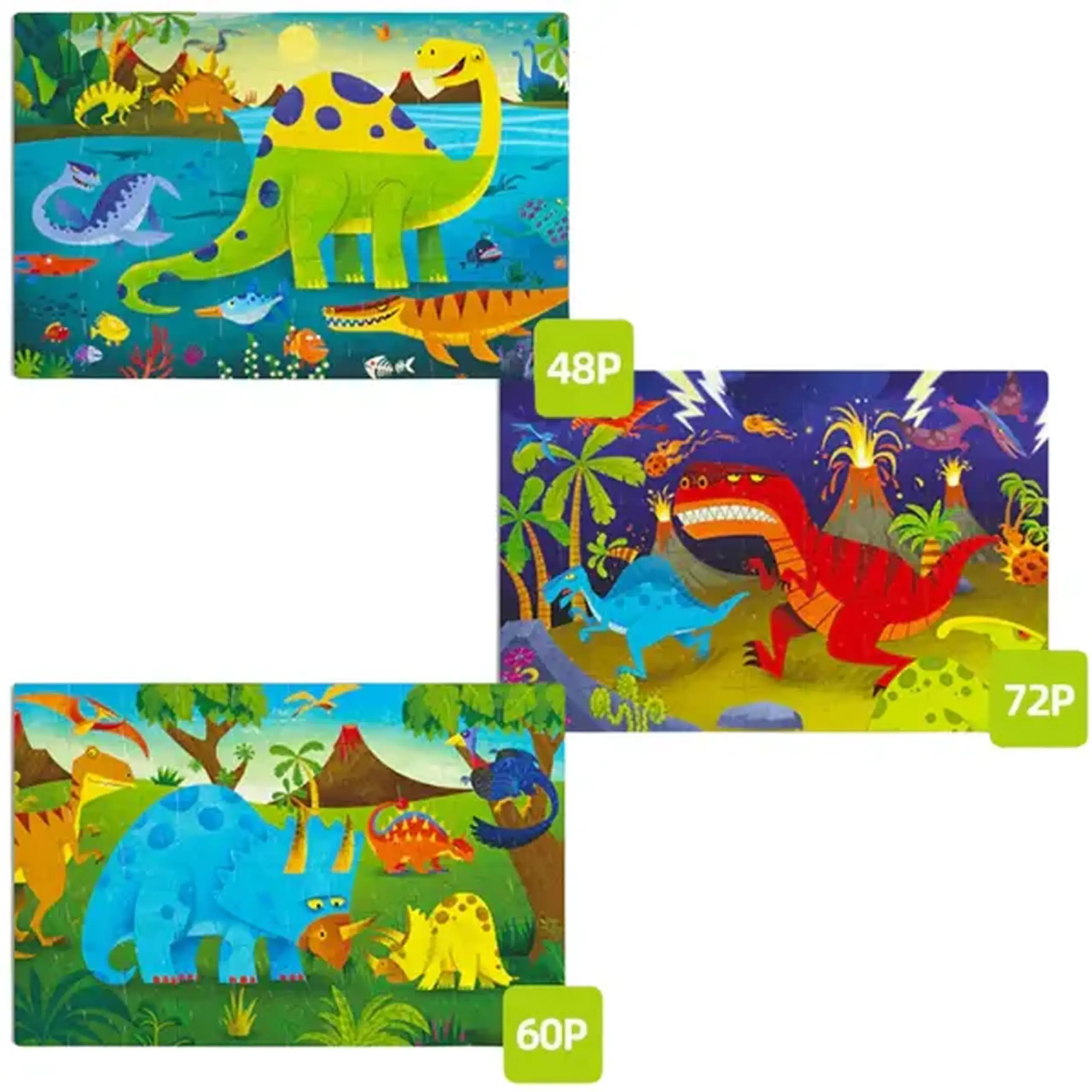 Seria de puzzle-uri "Lumea Dinozaurilor", 3 în 1, nivelul 4
