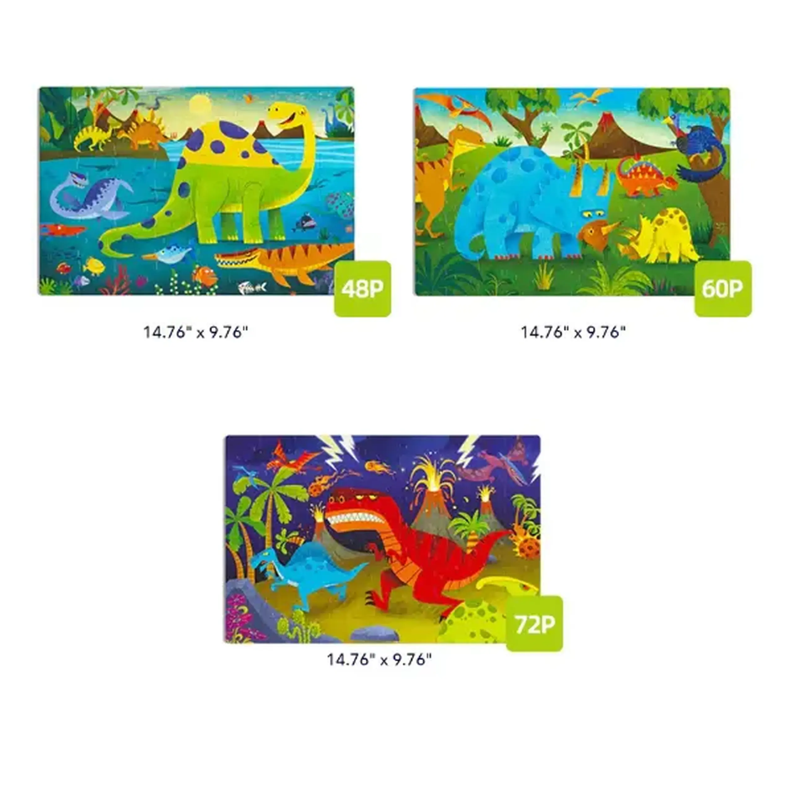Seria de puzzle-uri "Lumea Dinozaurilor", 3 în 1, nivelul 4