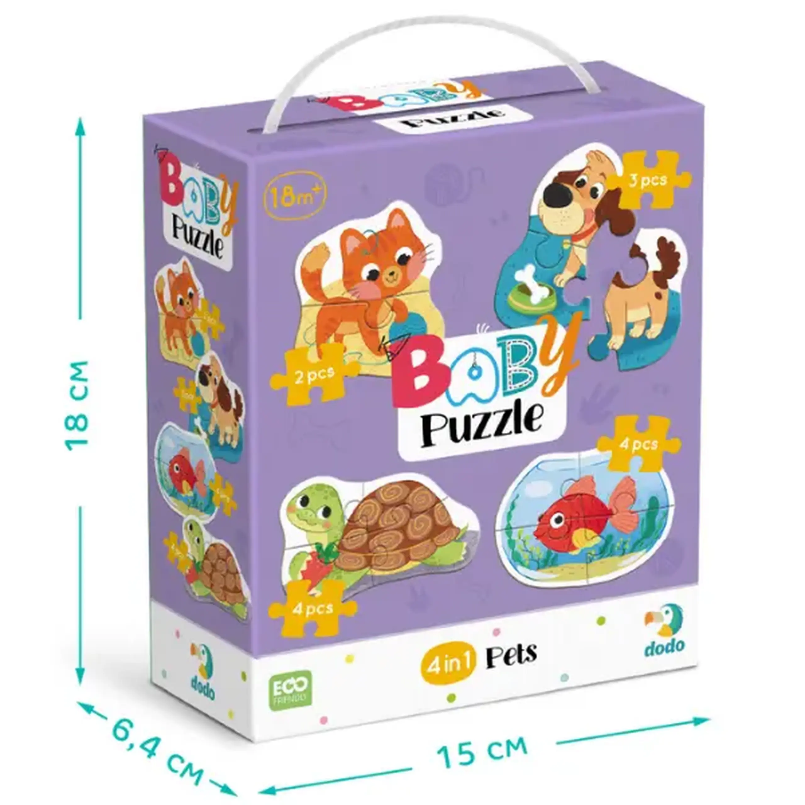 Puzzle 4 în 1 "Animale de casă", 13 elem.