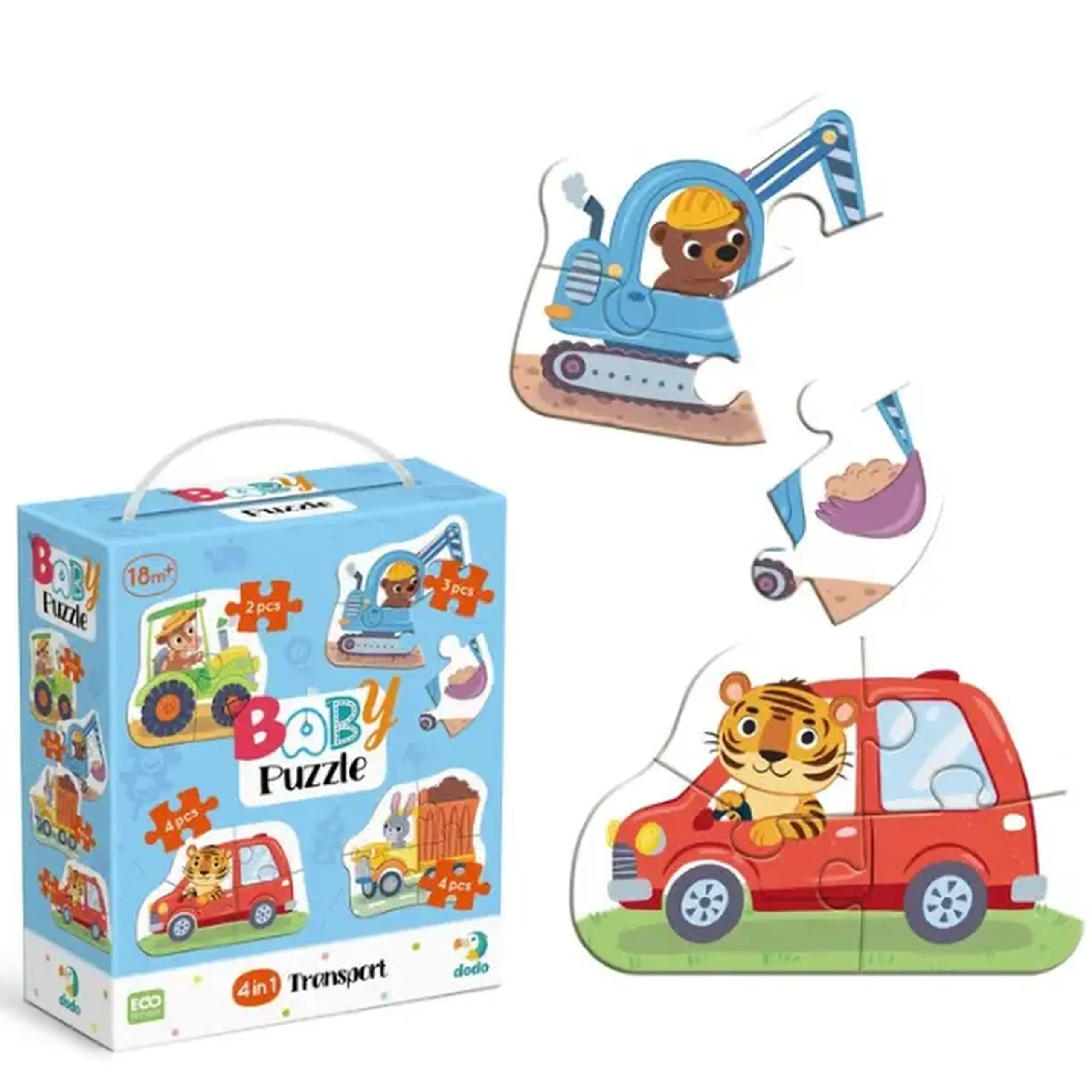 Puzzle 4 în 1 "Transport", 13 elem.
