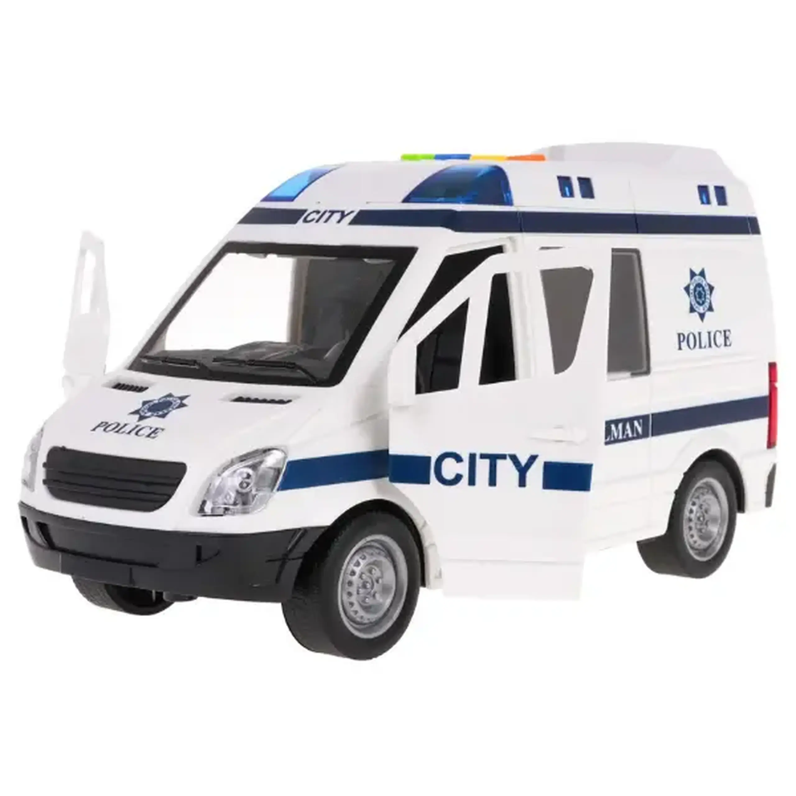 1:16 Mașina de poliție cu inerție (lumini /sunete / ușile se deschid)
