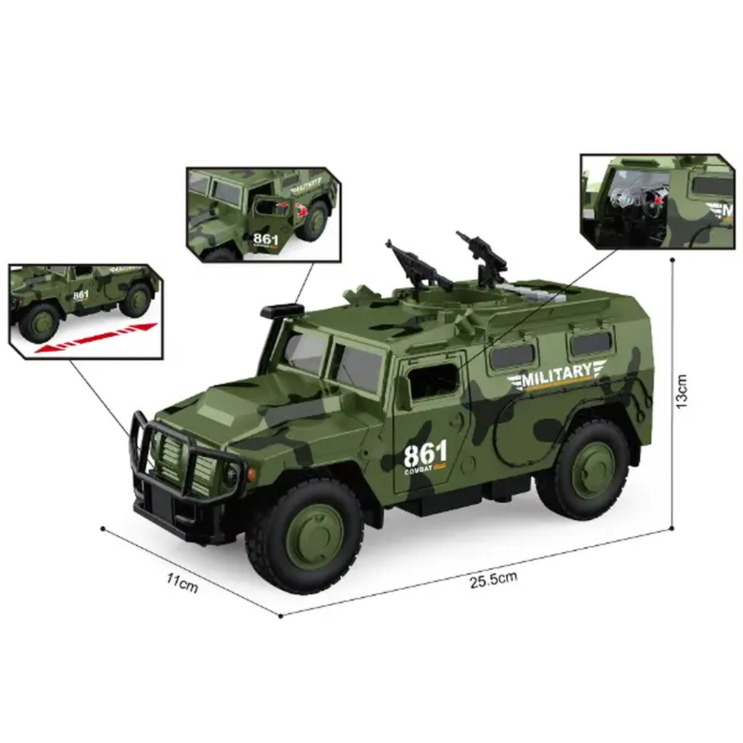 1:16 Vehicul blindat militar cu inerție (lumini /sunete / ușile se deschid)