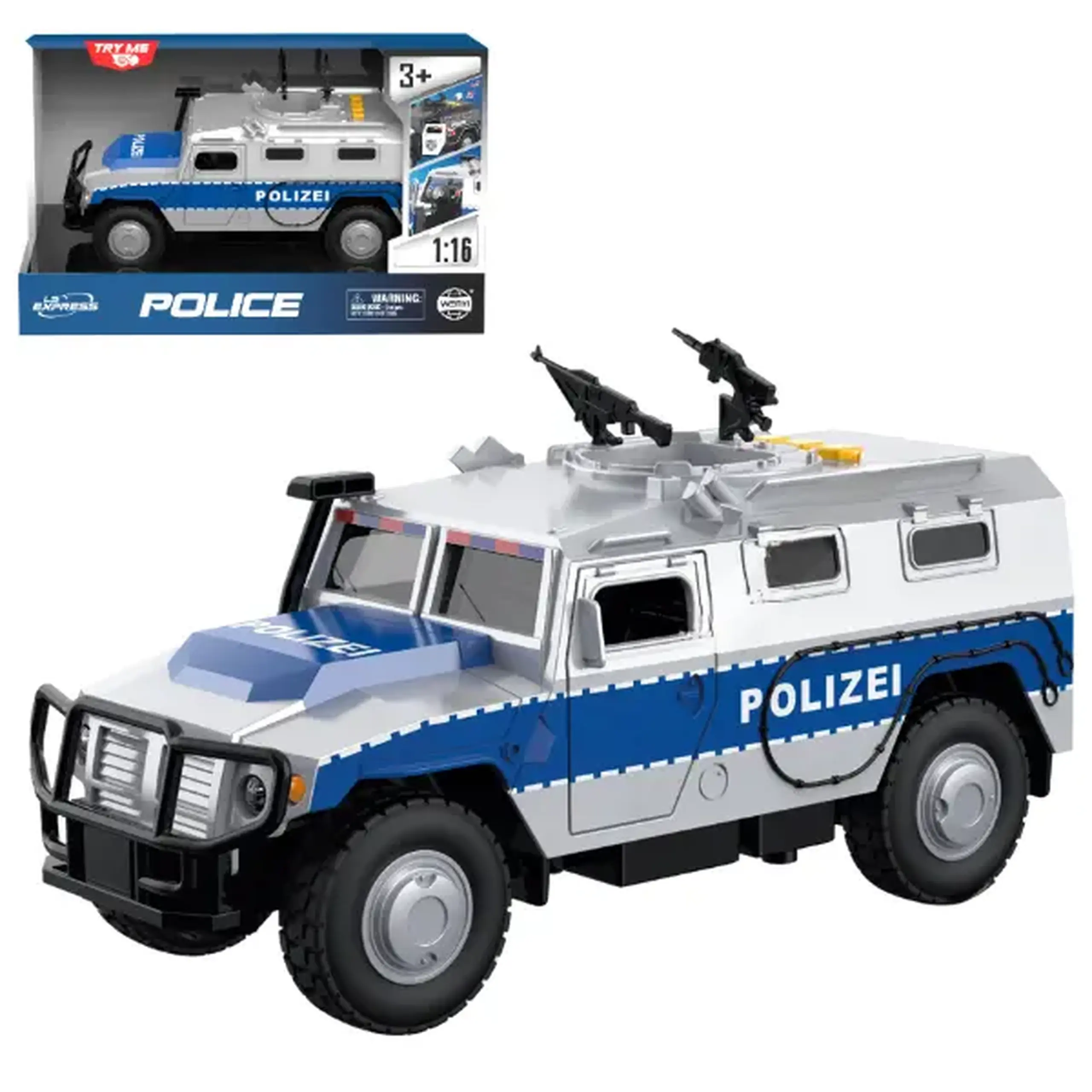 1:16 Jeep de poliție cu inerție (lumini /sunete / ușile se deschid)