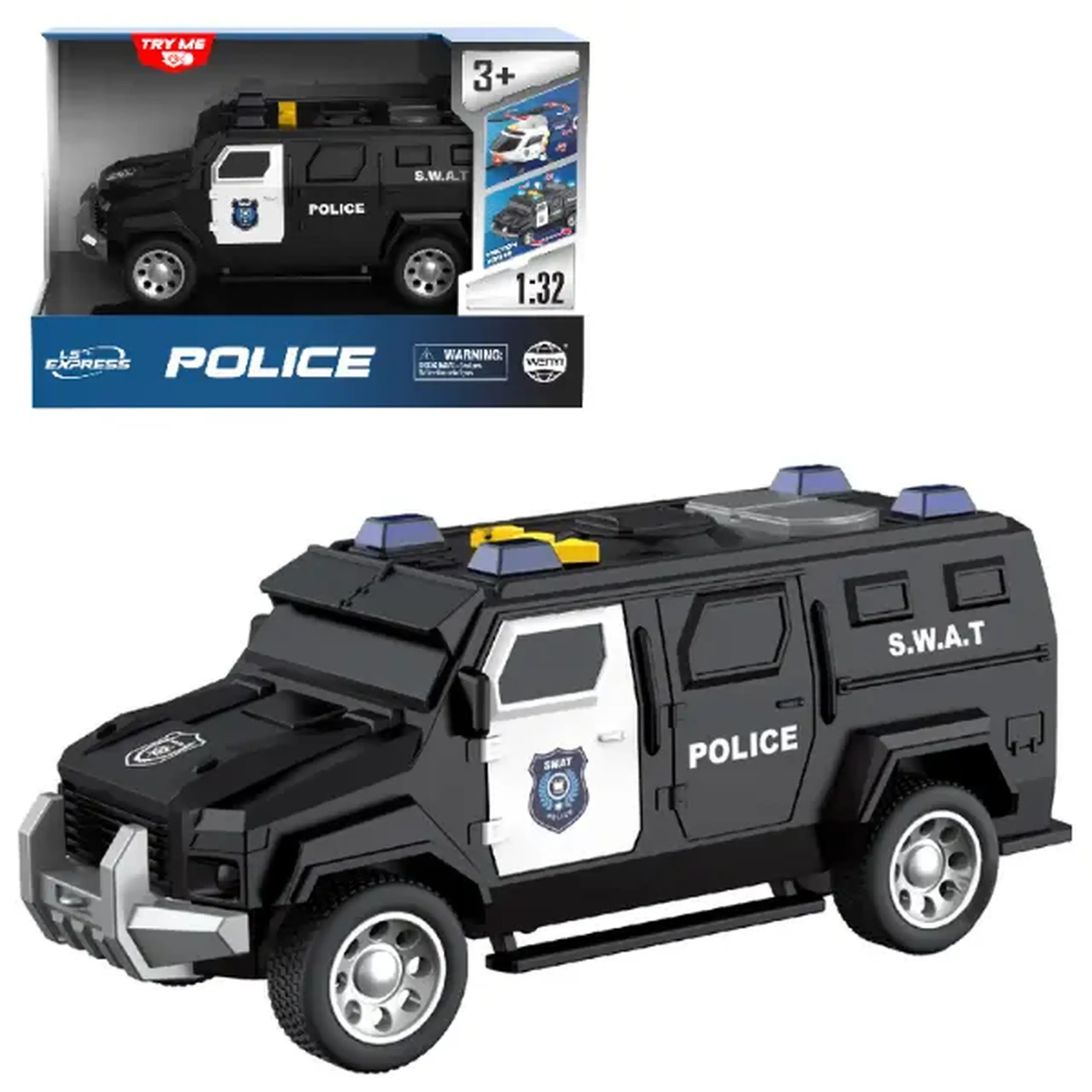 1:32 Jeep de poliție cu fricțiune (lumini /sunete)