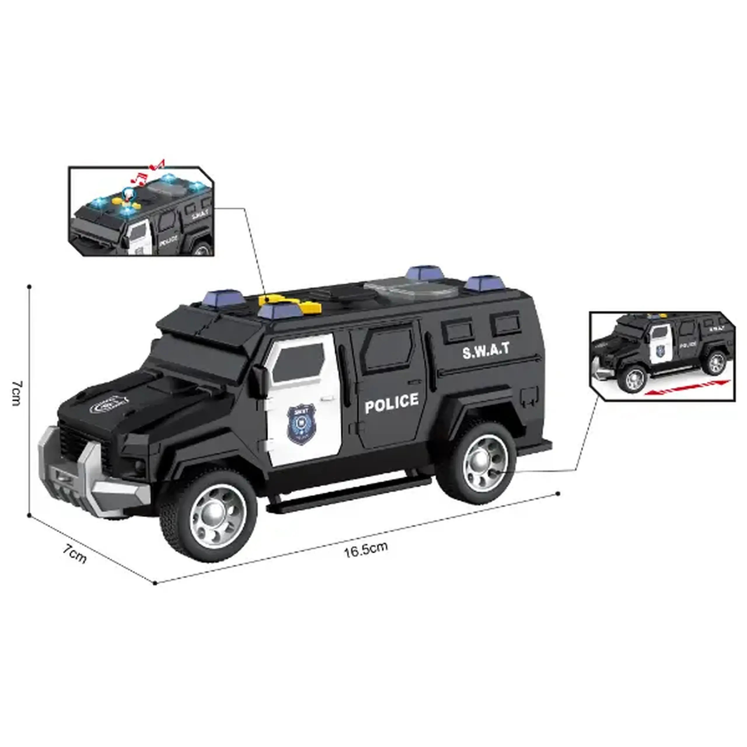 1:32 Jeep de poliție cu fricțiune (lumini /sunete)