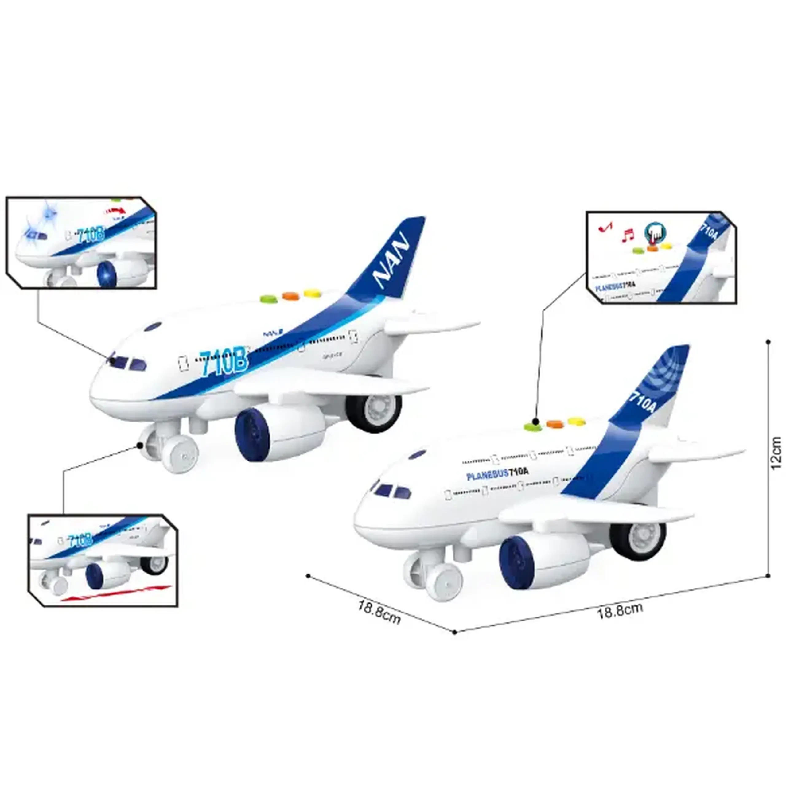 1:200 Avion cu fricțiune (lumini /sunete), as.