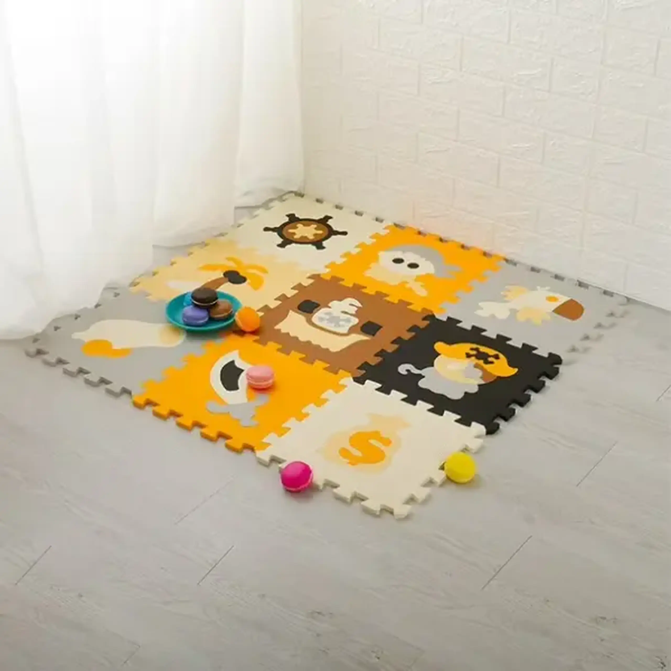 Covoraș-puzzle educativ „Piratul”, 9 elem.