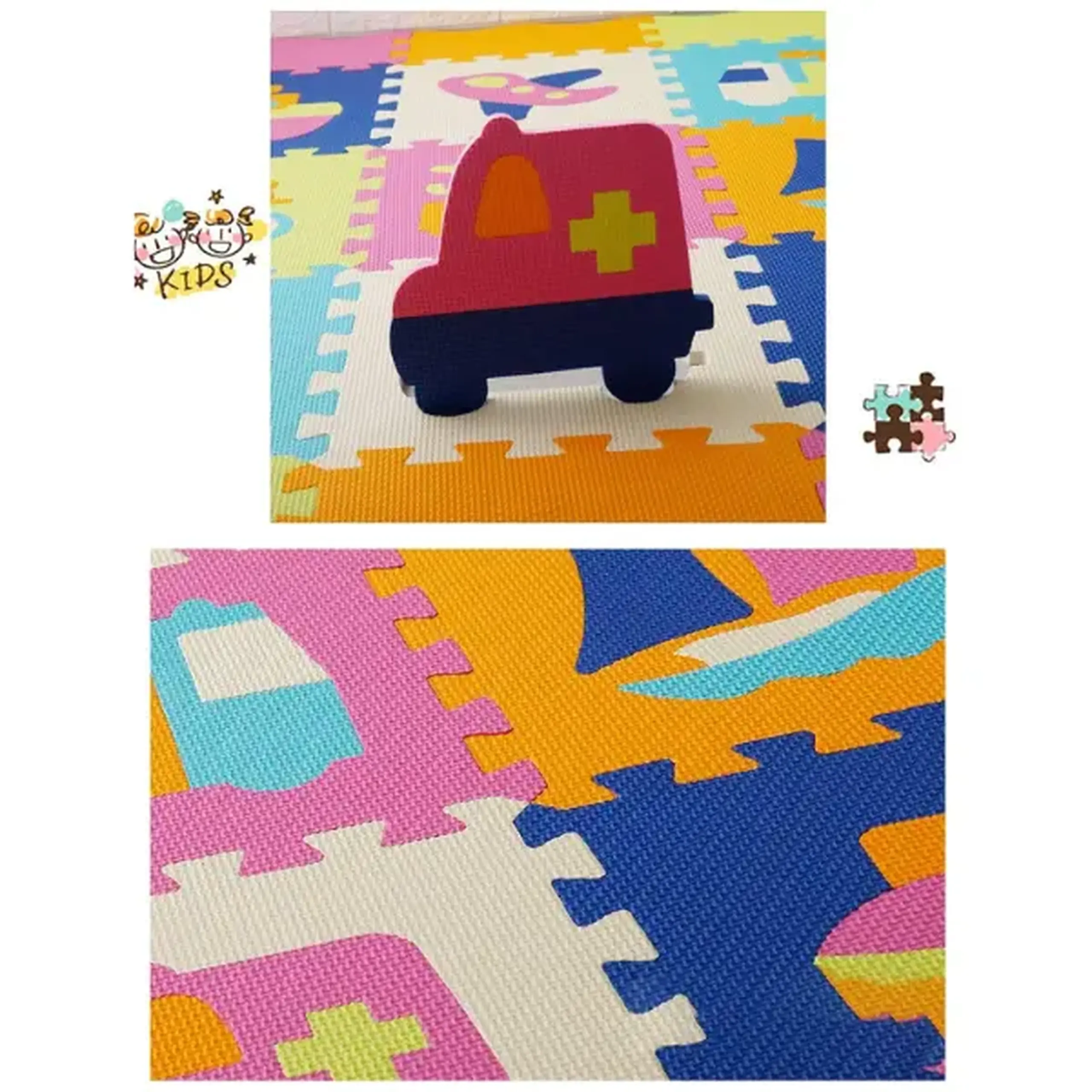 Covoraș-puzzle educativ „Mașinuțe și avione”, 9 elem.