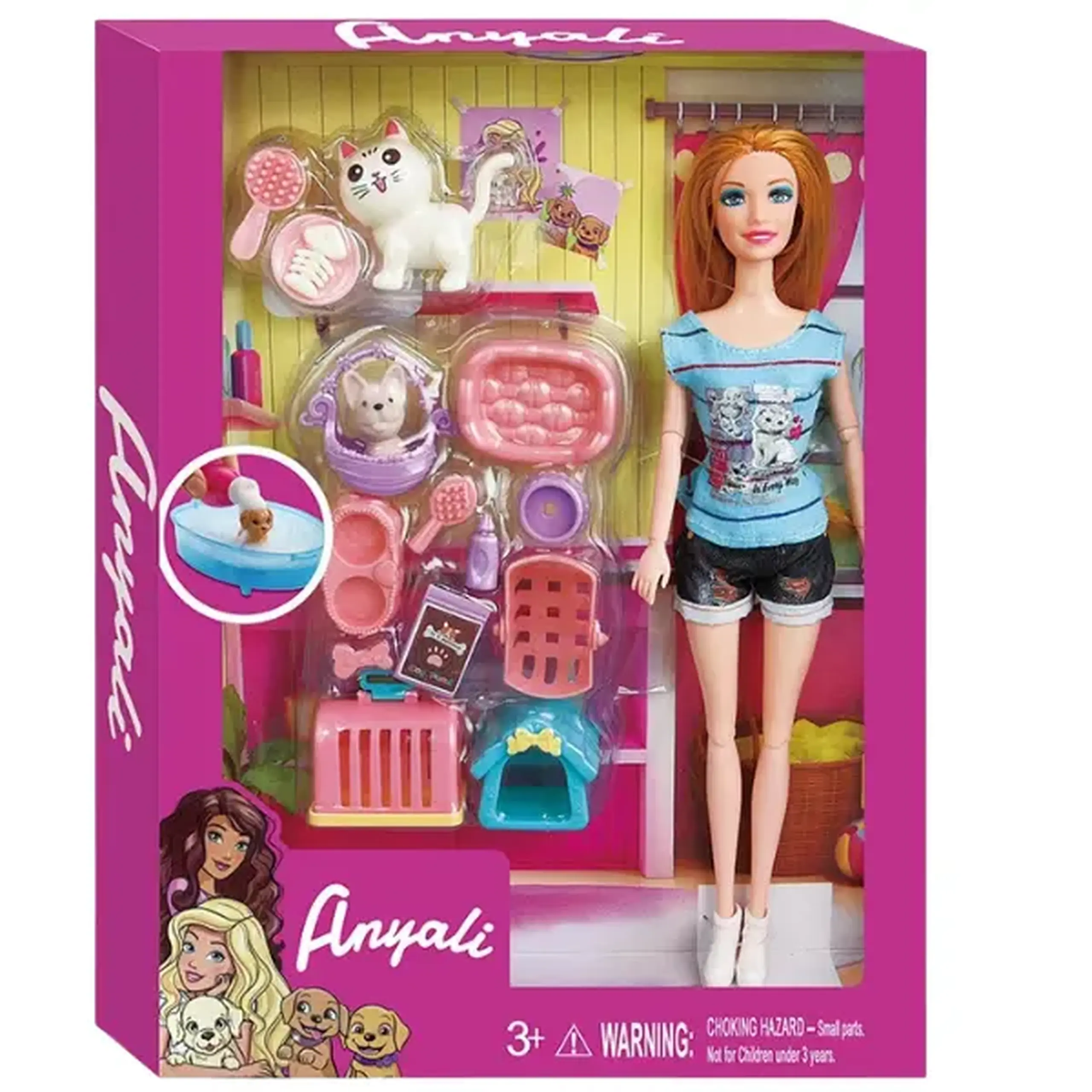 Set de joacă "Păpușă cu set pentru animale de companie"