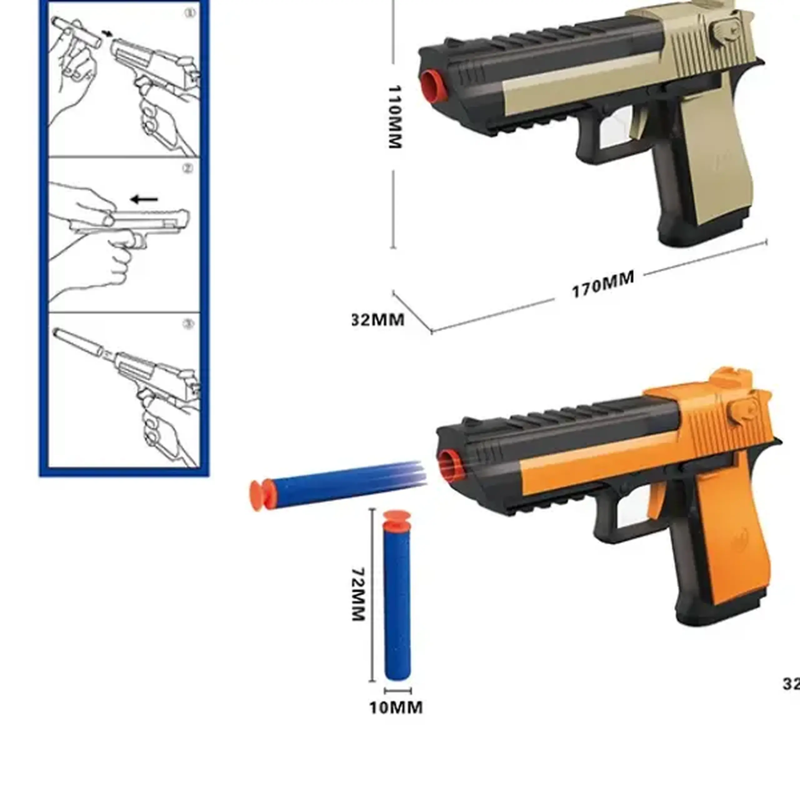 Pistol cu 3 gloanţe moi