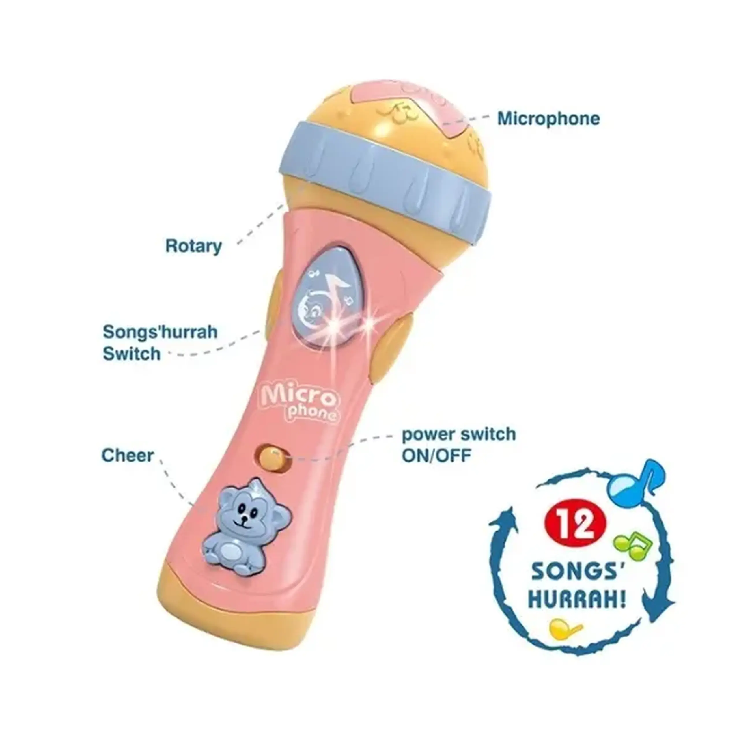 Microfon pentru copii cu muzică și lumină – 12 melodii