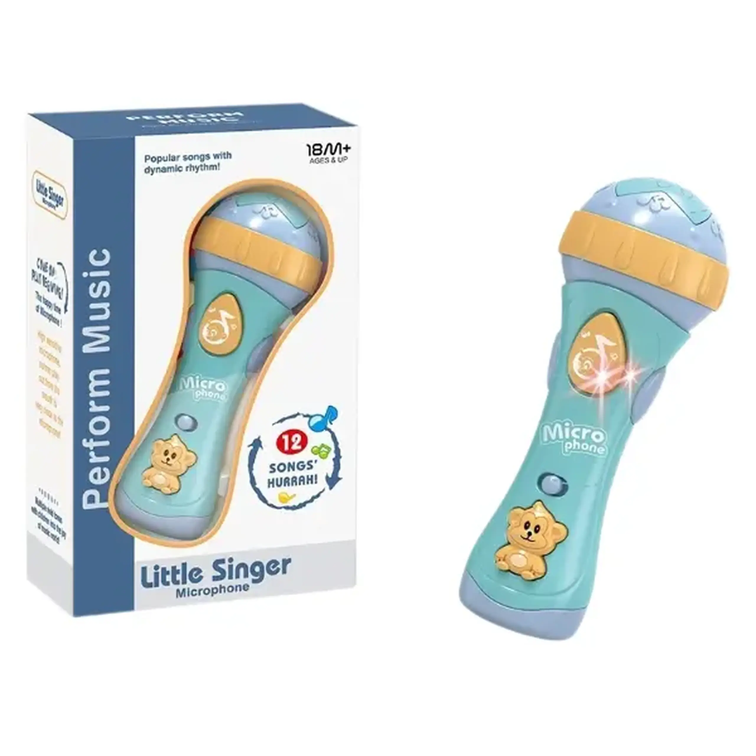 Microfon muzical pentru copii cu efecte luminoase – 12 melodii