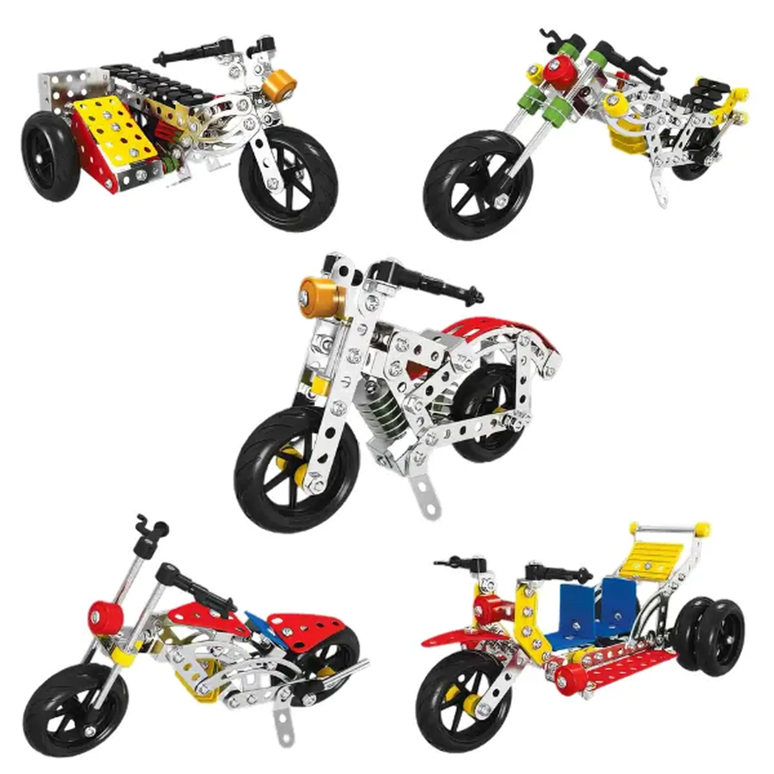 Set de construcție metalic 5 în 1 „Motociclete”, 283 elem.