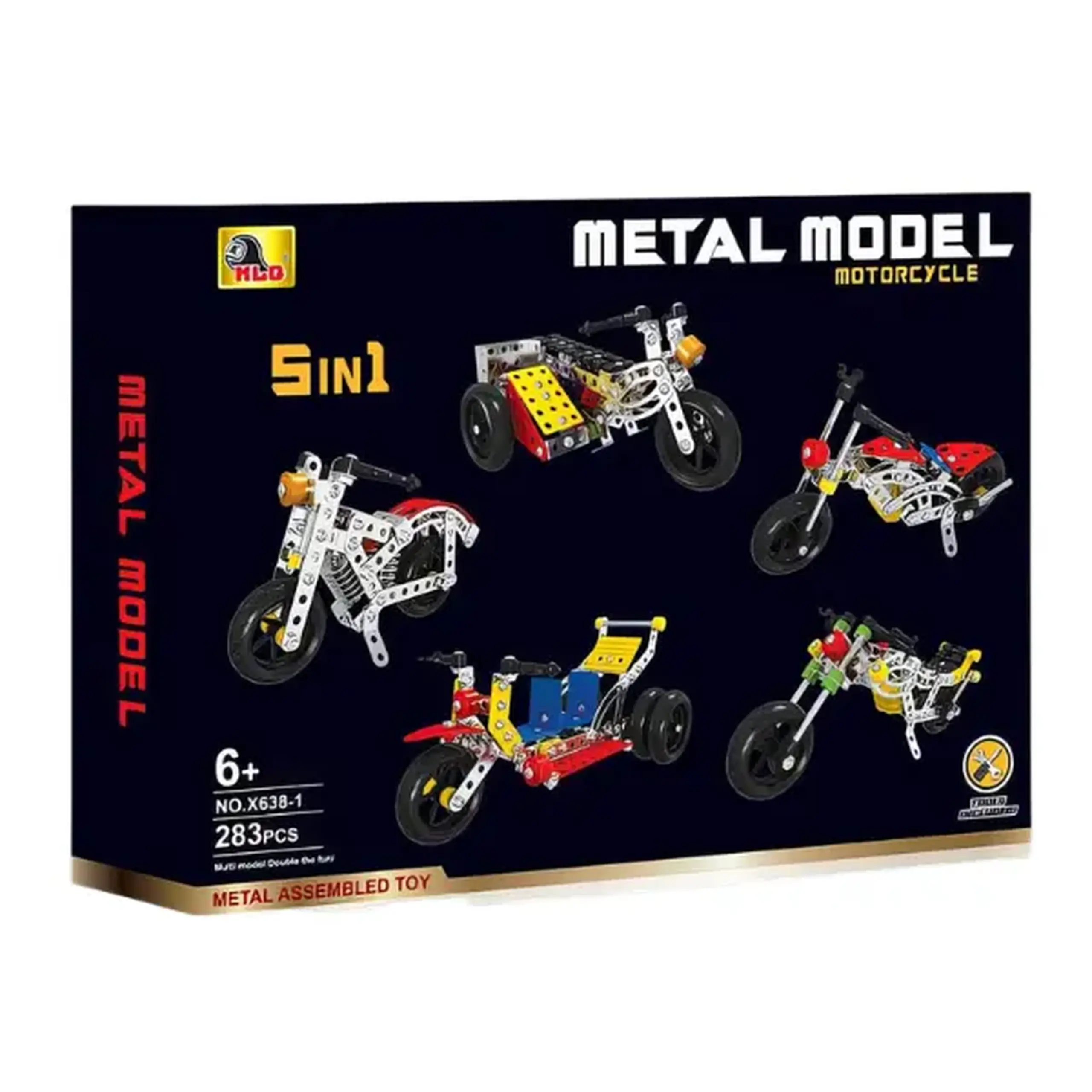Set de construcție metalic 5 în 1 „Motociclete”, 283 elem.