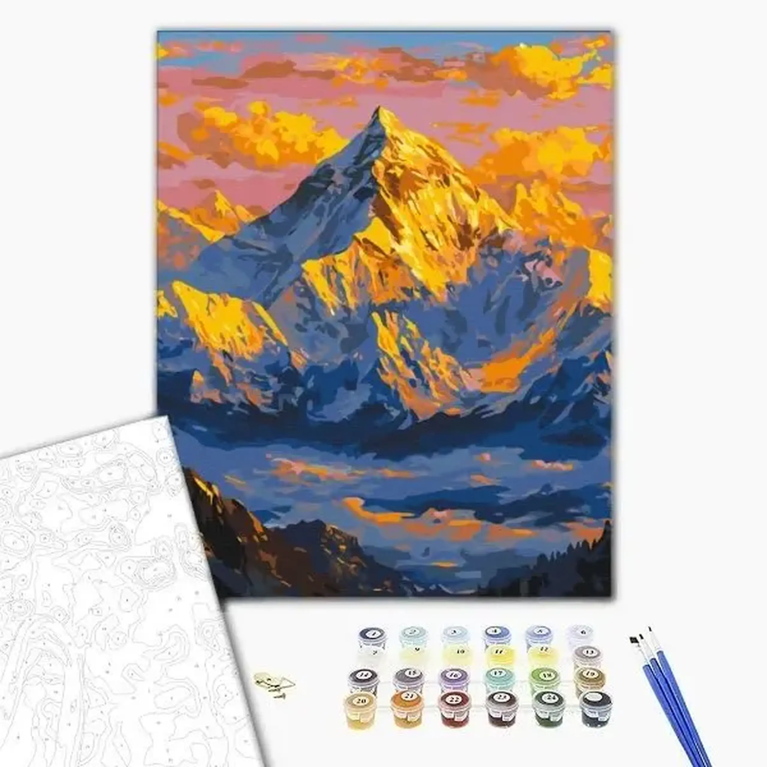 Pictură pe numere 40*50 сm (fără cutie) – Soare deasupra munților.