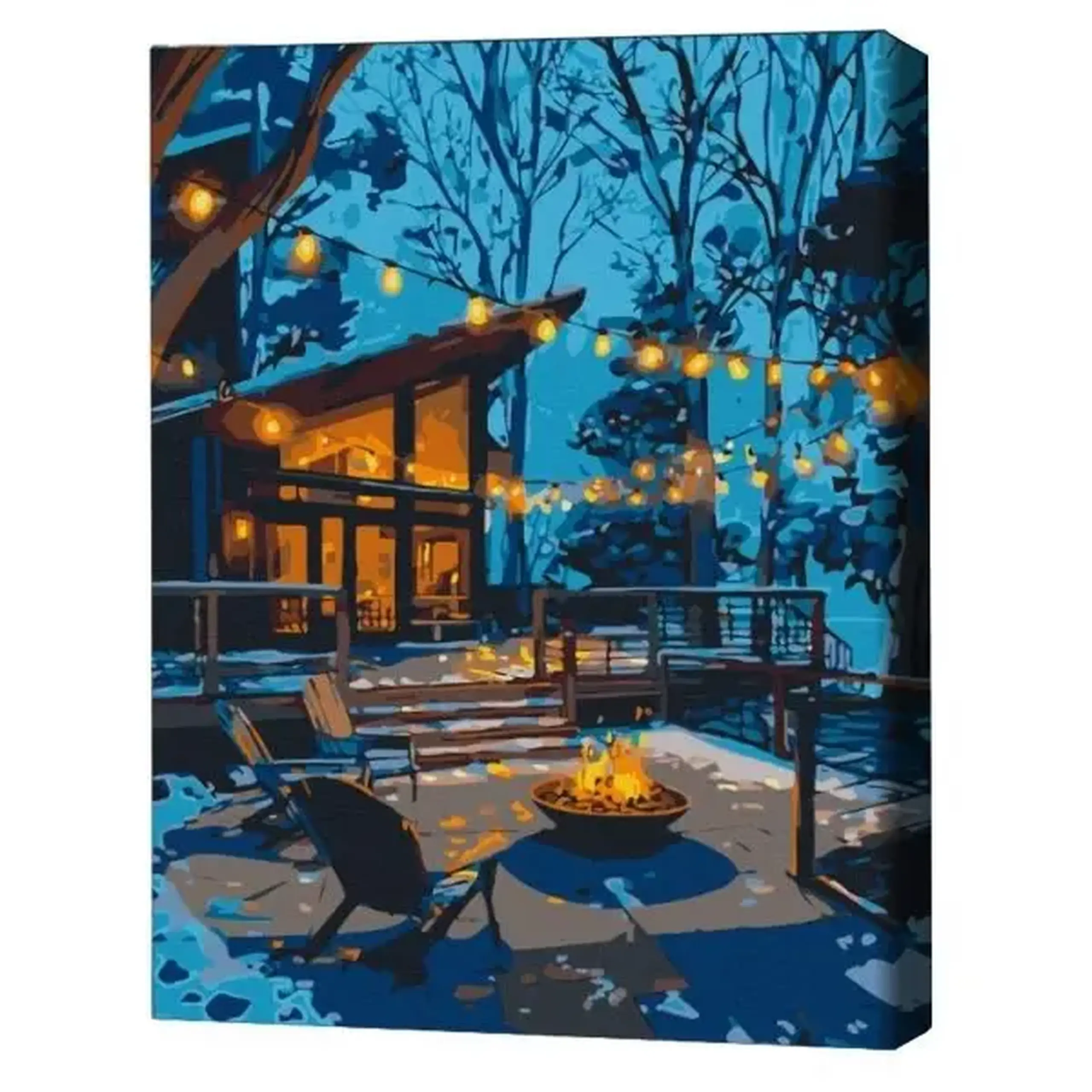 Pictură pe numere 40*50 сm (fără cutie) – Seara în lumina ghirlandelor.