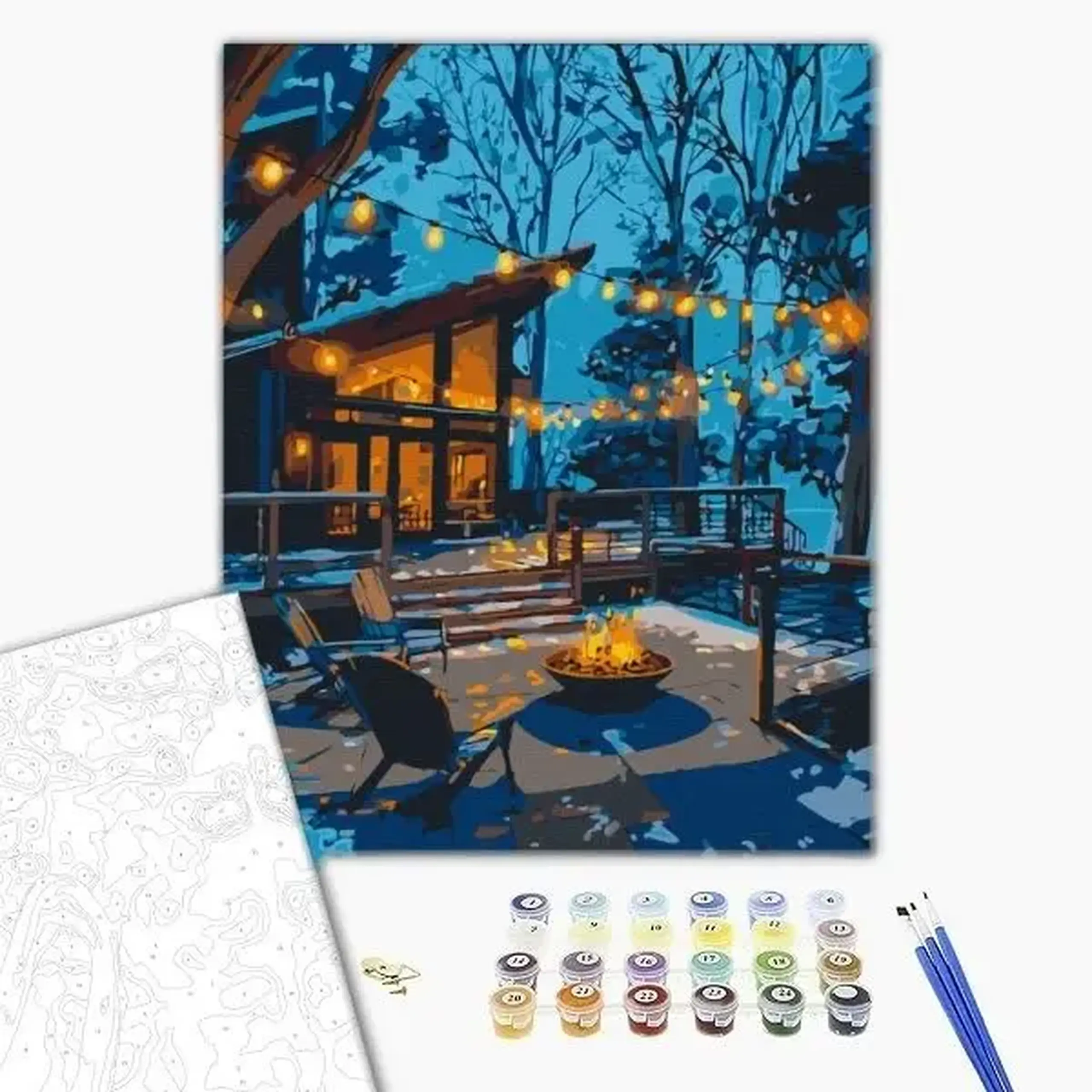 Pictură pe numere 40*50 сm (fără cutie) – Seara în lumina ghirlandelor.