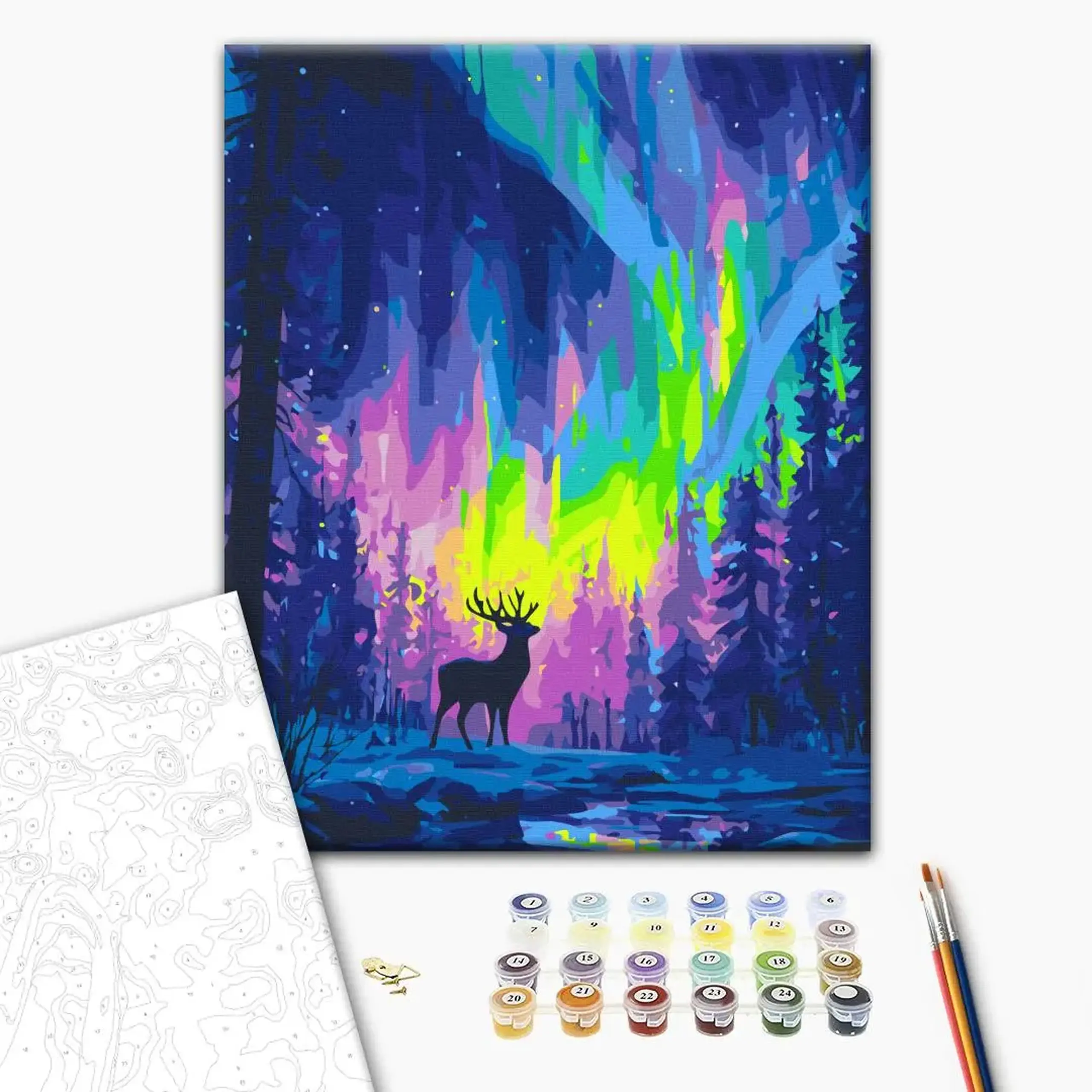 Pictură pe numere 40*50 cm (în cutie) – Aurora polară.