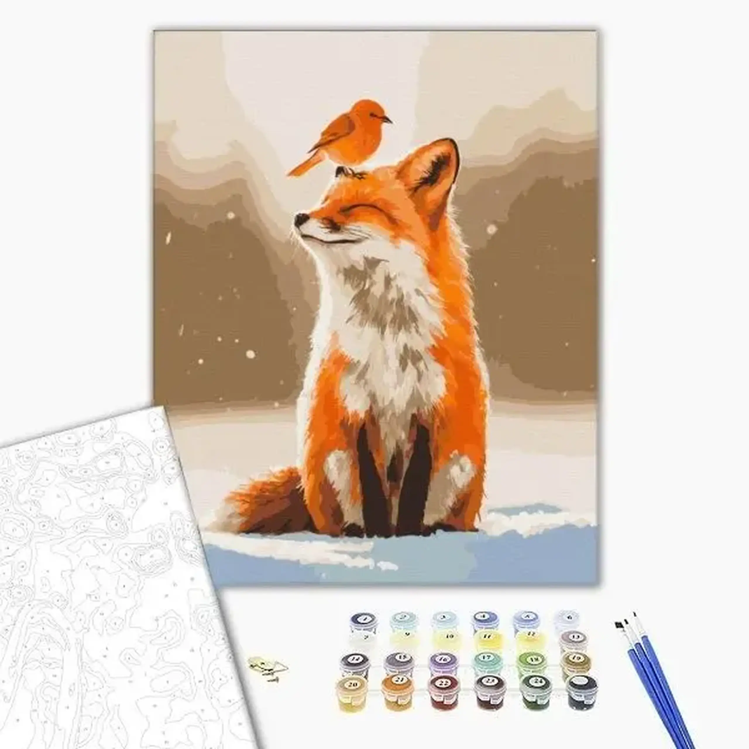 Pictură pe numere 40*50 сm (fără cutie) – Prietenii iernii.