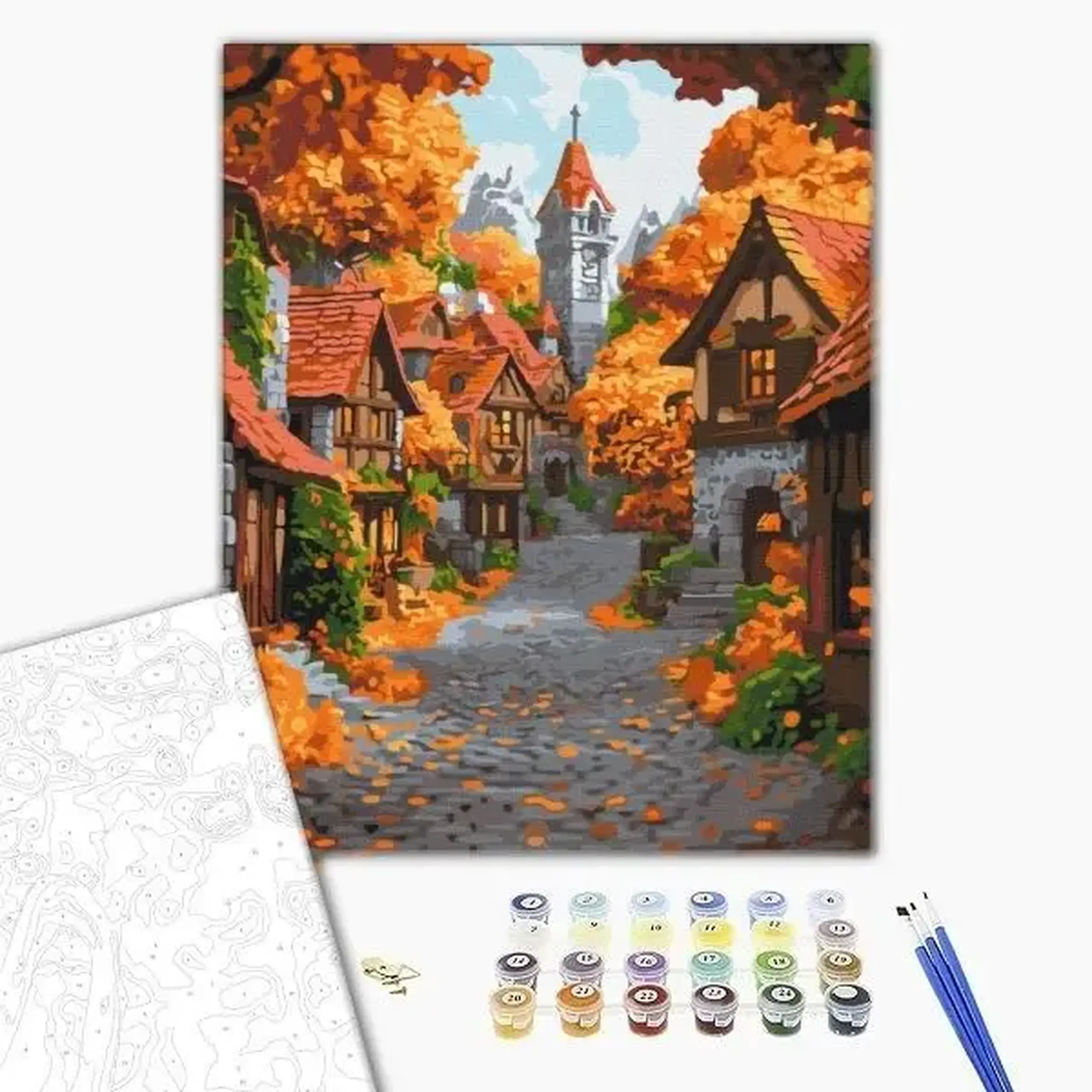 Pictură pe numere 40х50 cm (fără cutie) – Orășelul din octombrie.