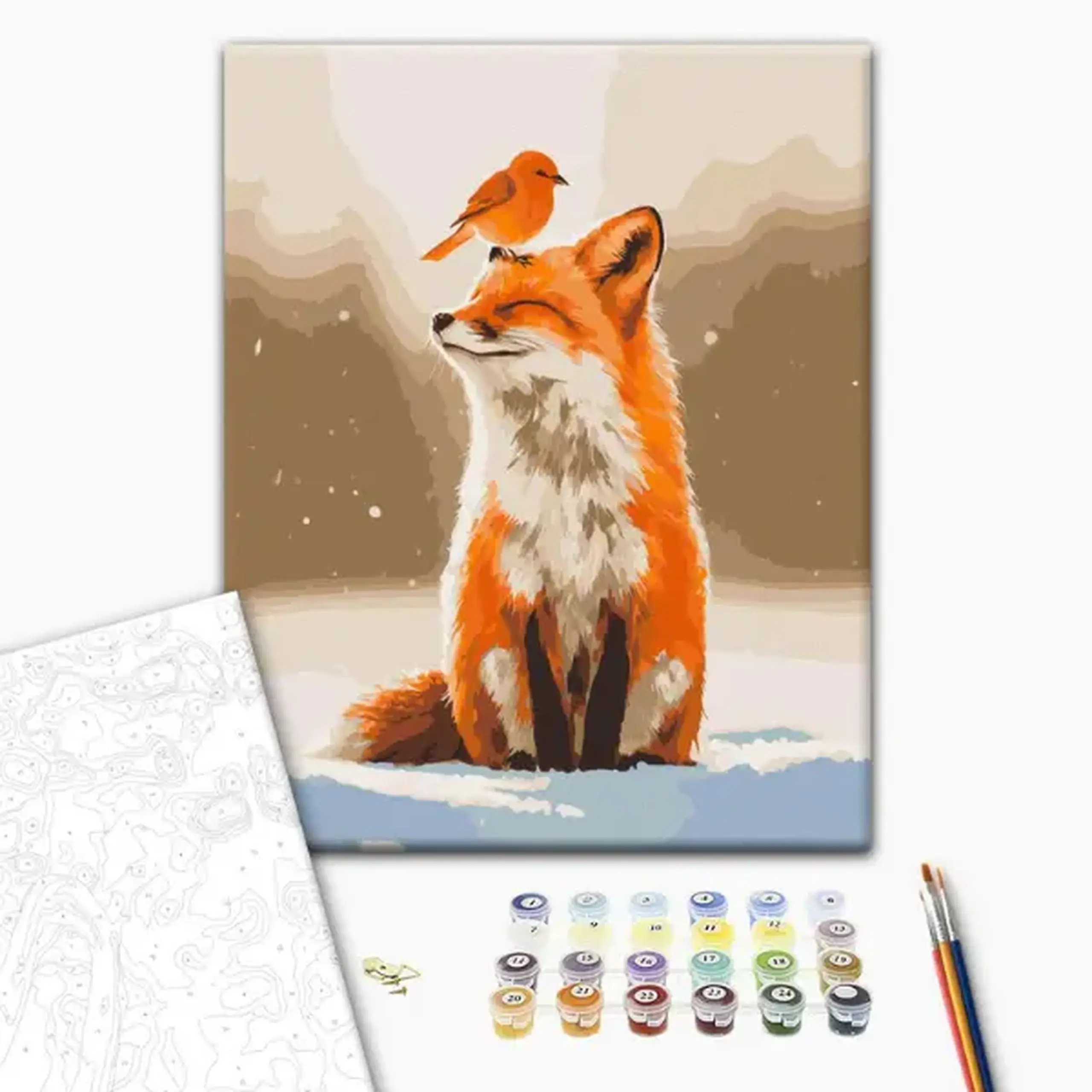 Pictură pe numere 40*50 cm (în cutie) – Prietenii iernii.