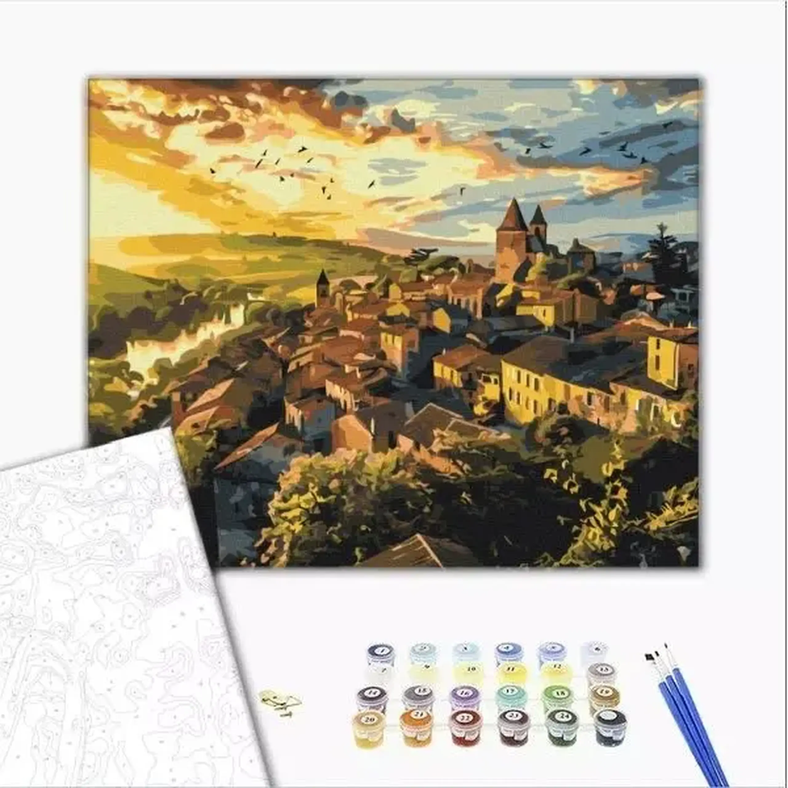 Pictură pe numere 40х50 cm (fără cutie) – Păsări deasupra turnurilor.