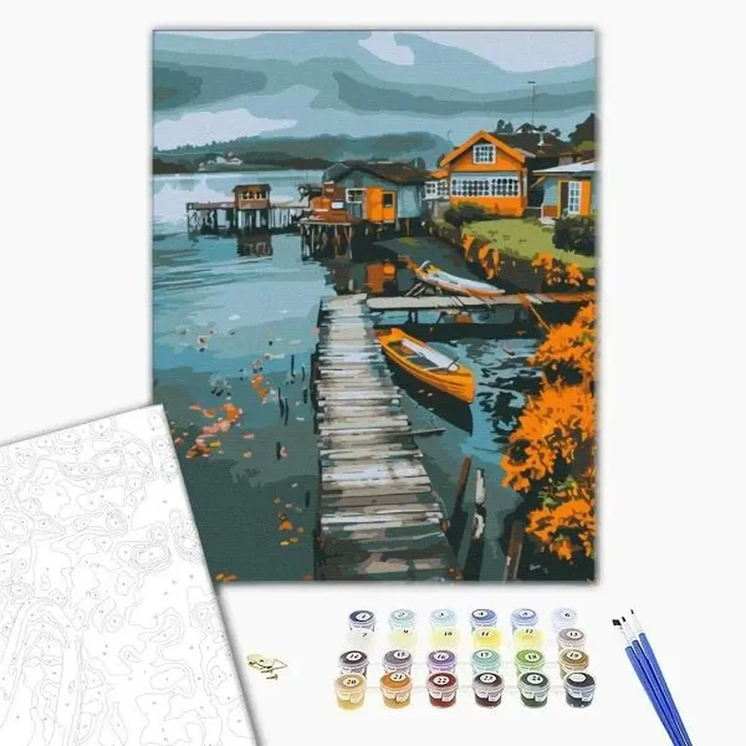 Pictură pe numere 40х50 cm (fără cutie) – Orășel pescăresc.