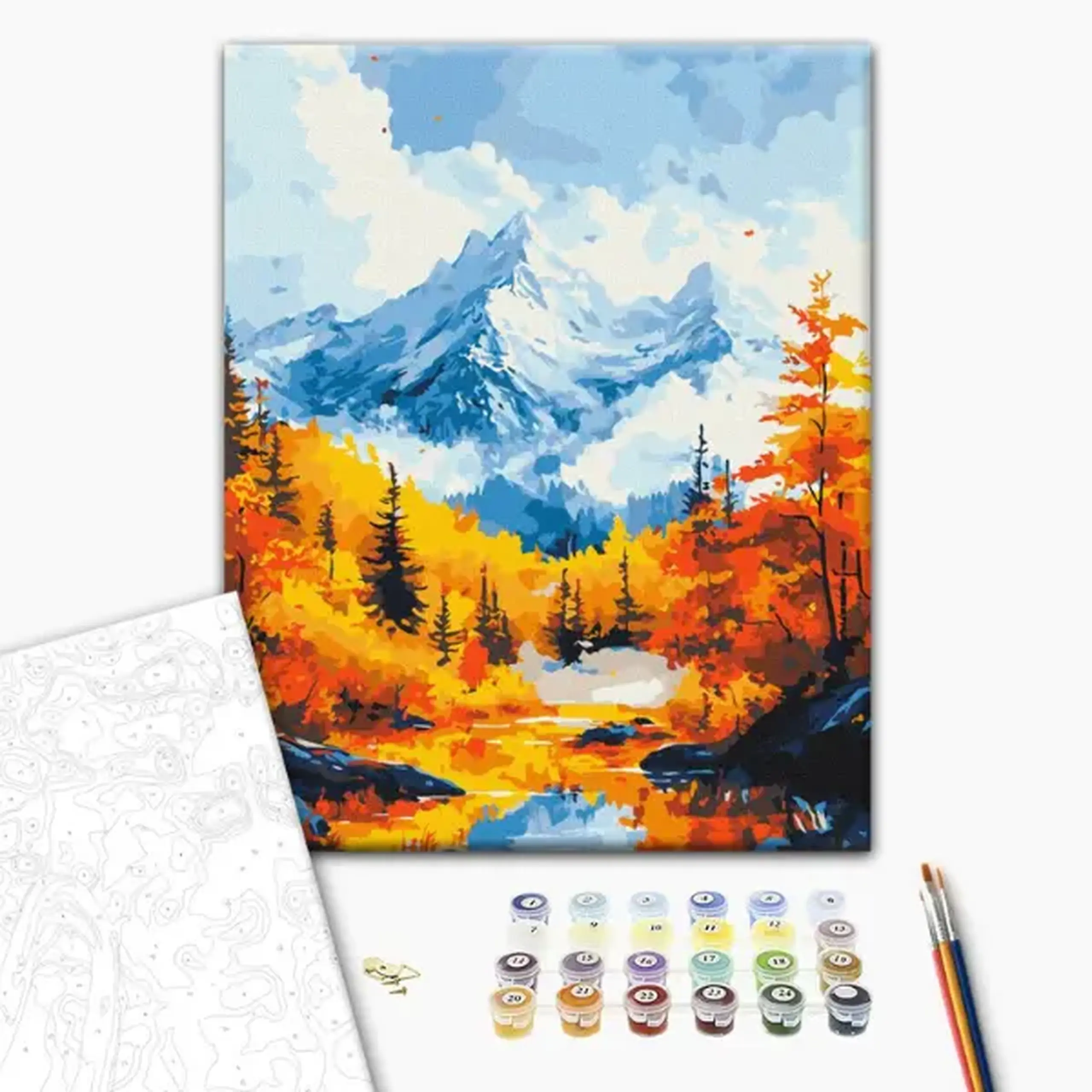 Pictură pe numere 40*50 cm (în cutie) – Toamna aurie în munți.