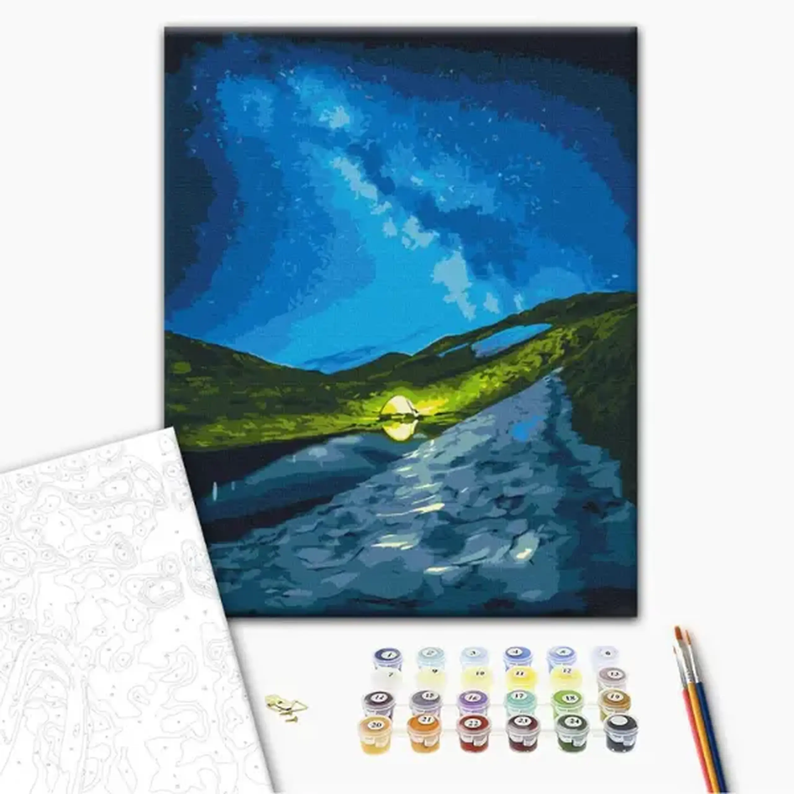 Pictură pe numere 40*50 cm (în cutie) – Camping sub stele.