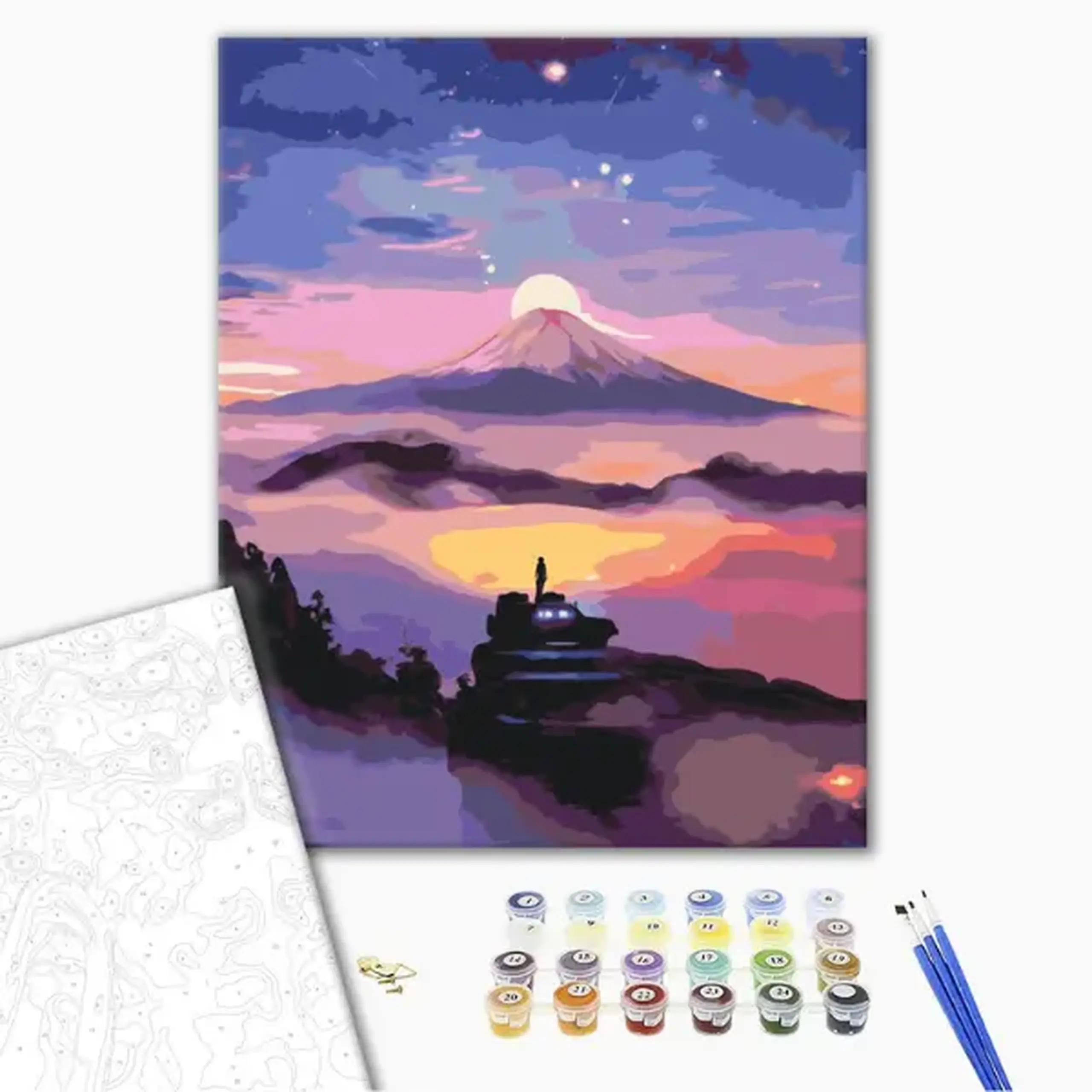 Pictură pe numere 40*50 cm (în cutie) – Apus liliachiu.