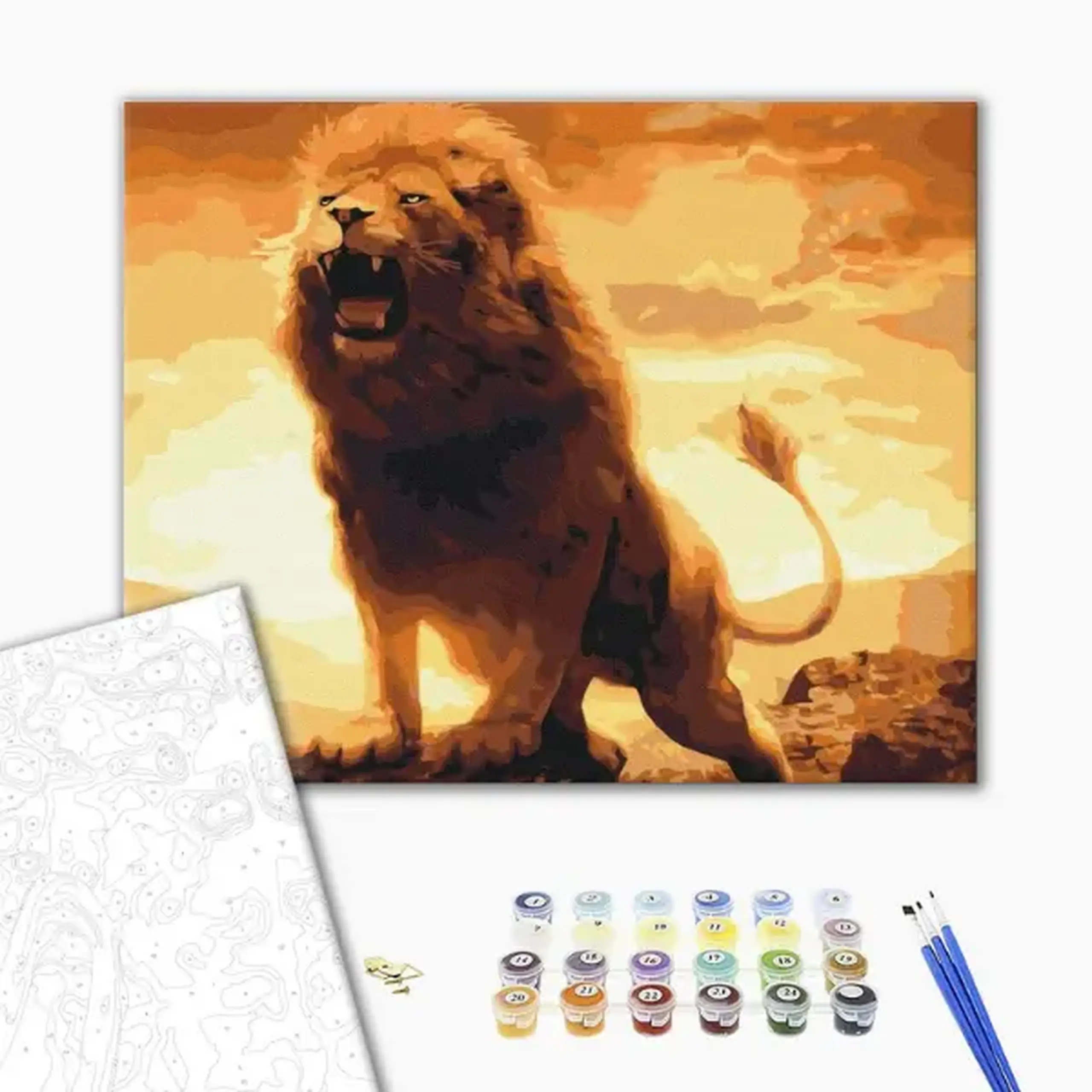 Pictură pe numere 40*50 cm (în cutie) – Rugătul leului.