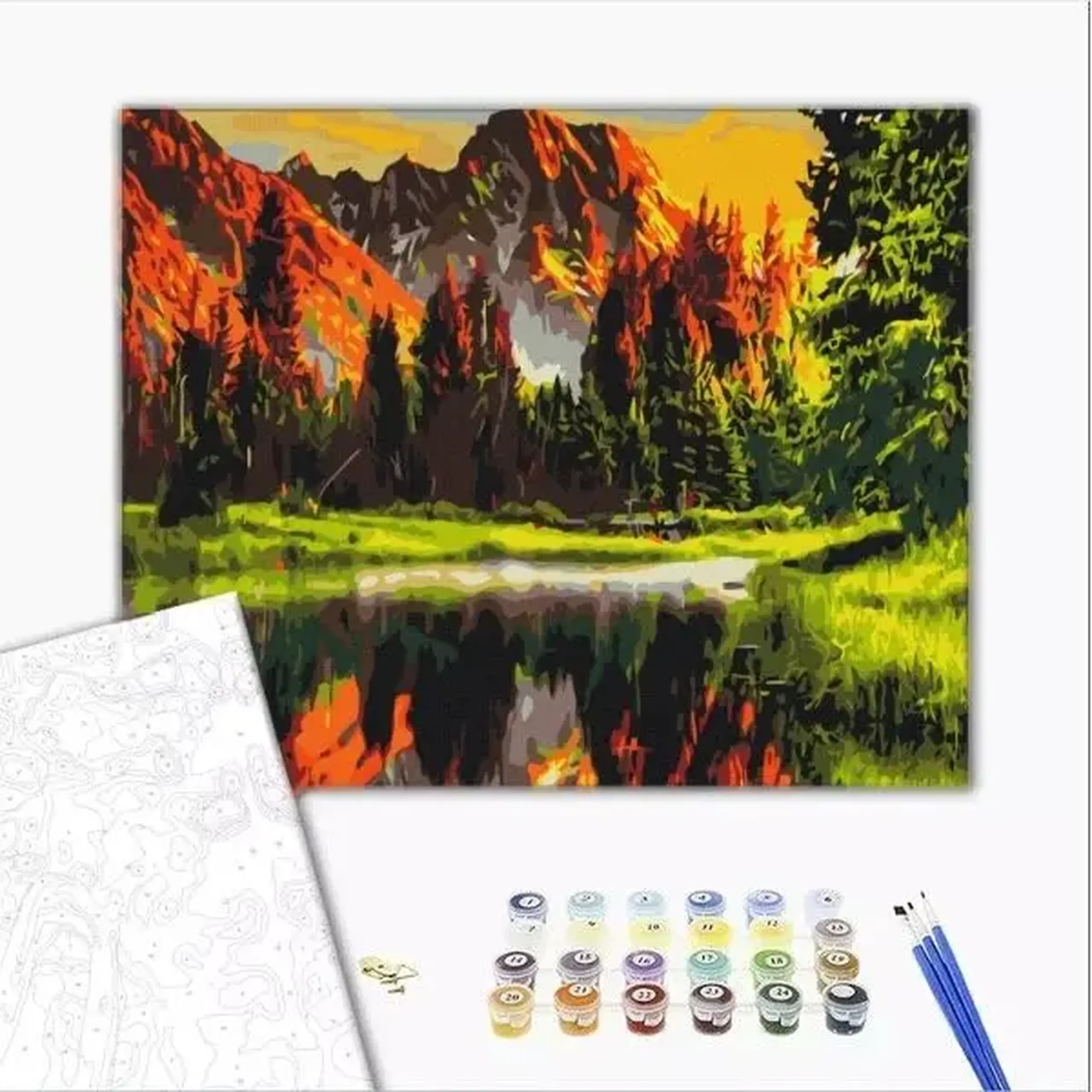 Pictură pe numere 40х50 cm (fără cutie) – Apus în valea montană.