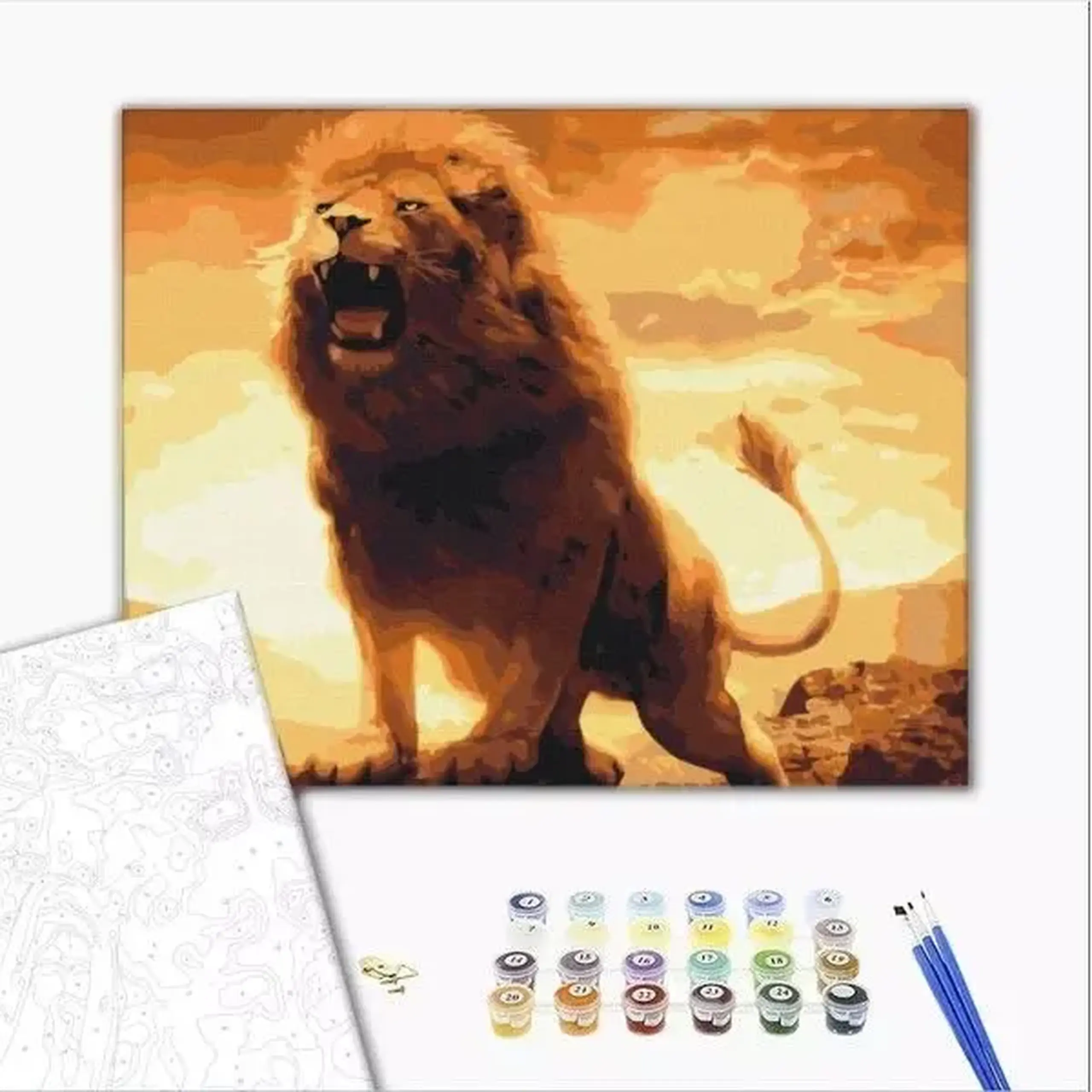 Pictură pe numere 40х50 cm (fără cutie) – Rugătul leului.