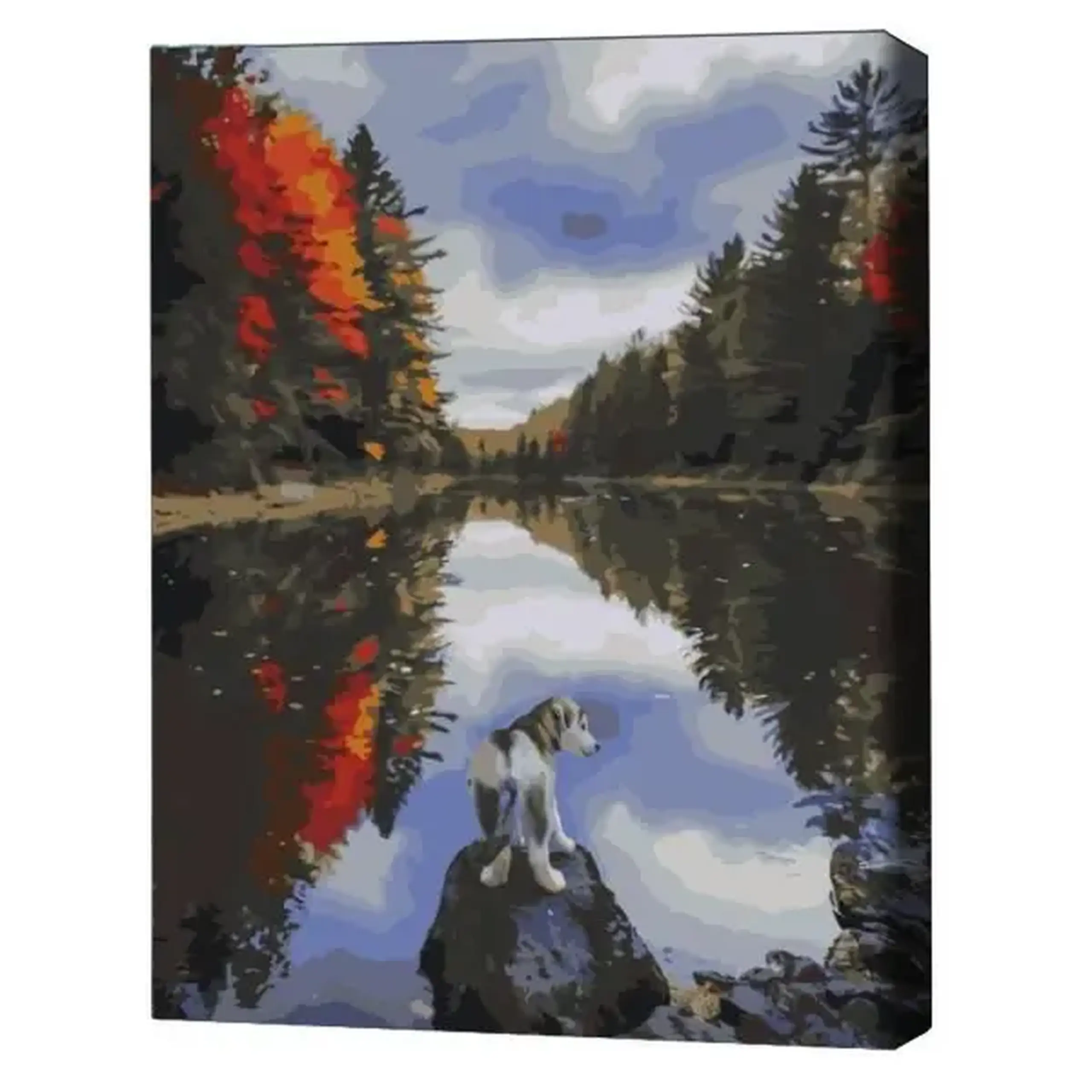 Pictură pe numere 40х50 cm (fără cutie) - Căţelul de lângă lac