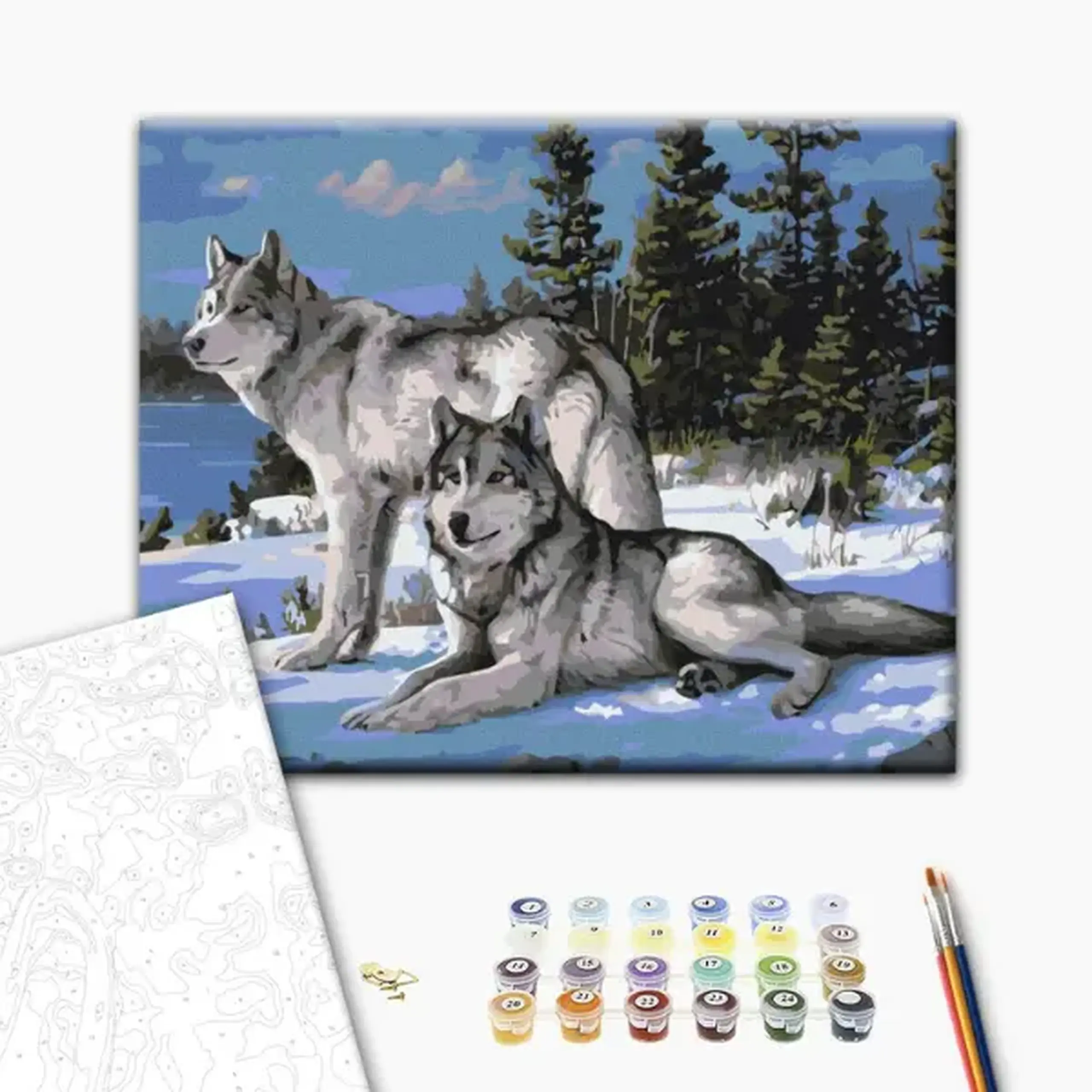 Pictură pe numere 40*50 cm (în cutie) – Lupii apărători