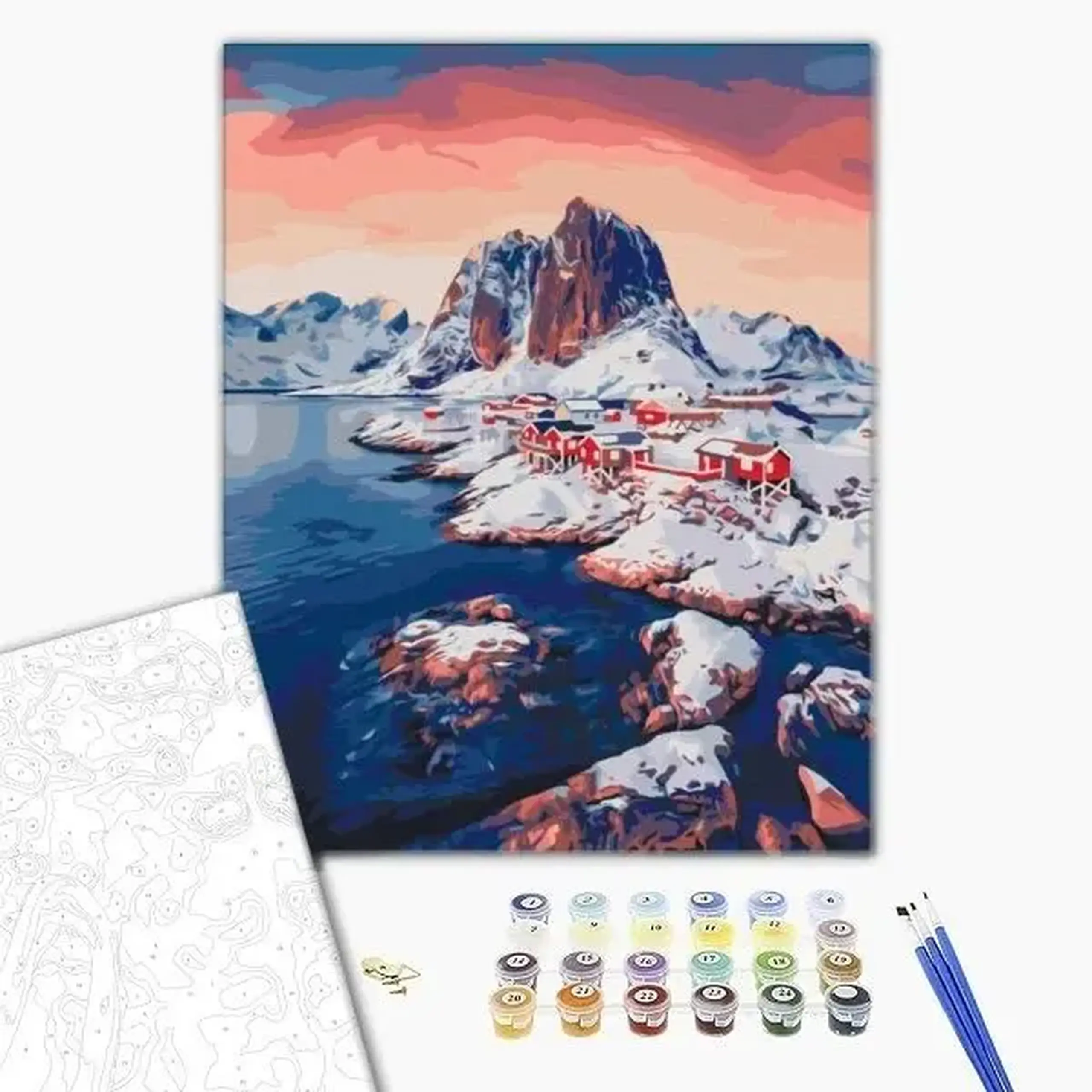 Pictură pe numere 40х50 cm (fără cutie) – Răsărit pe Insulele Lofoten.