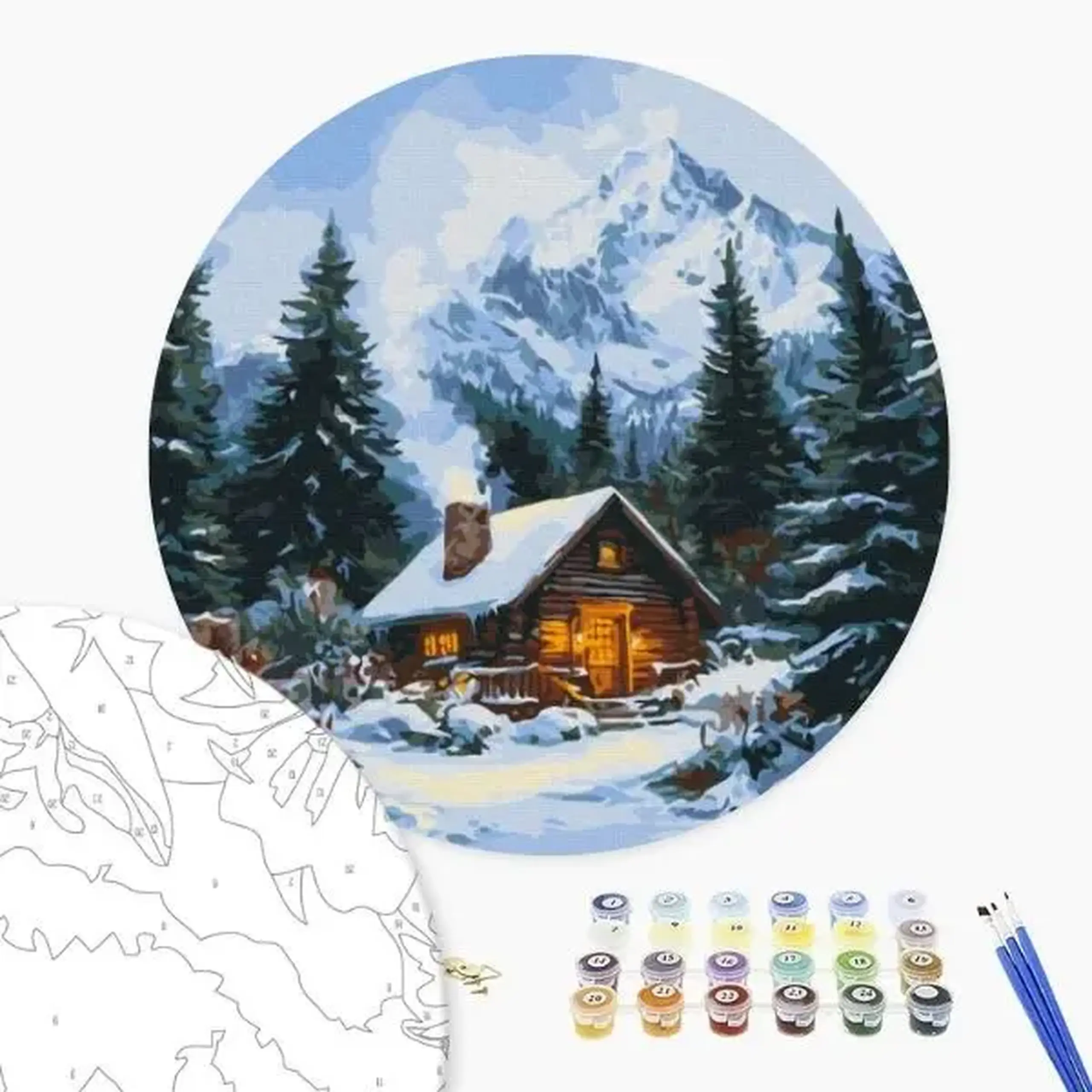 Pictură pe numere D 30 сm (fără cutie) – Căsuța fermecată din pădure
