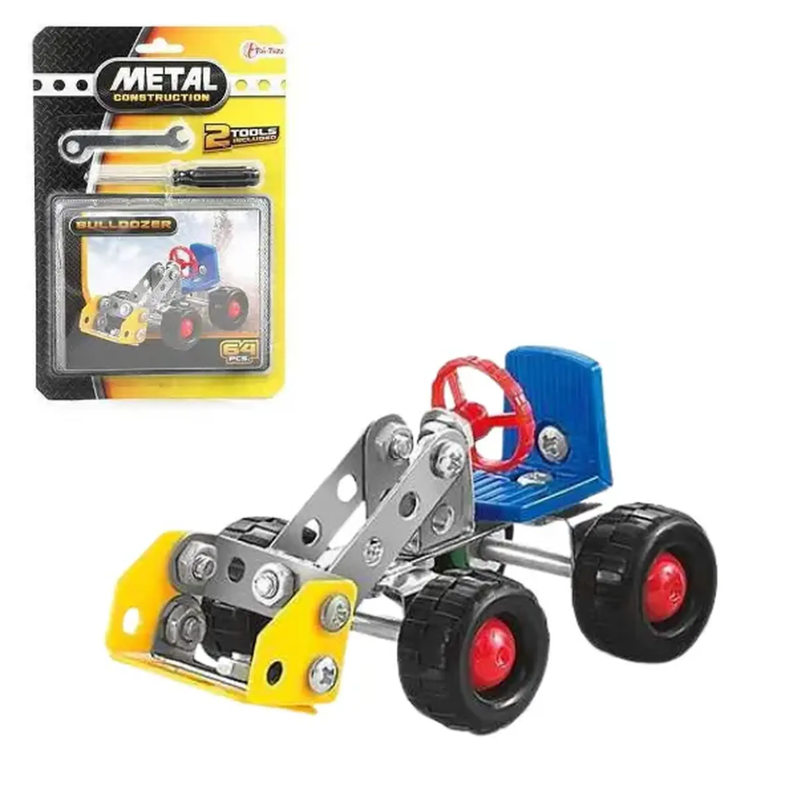Set de construcție metalic „Buldozer” – 64 piese