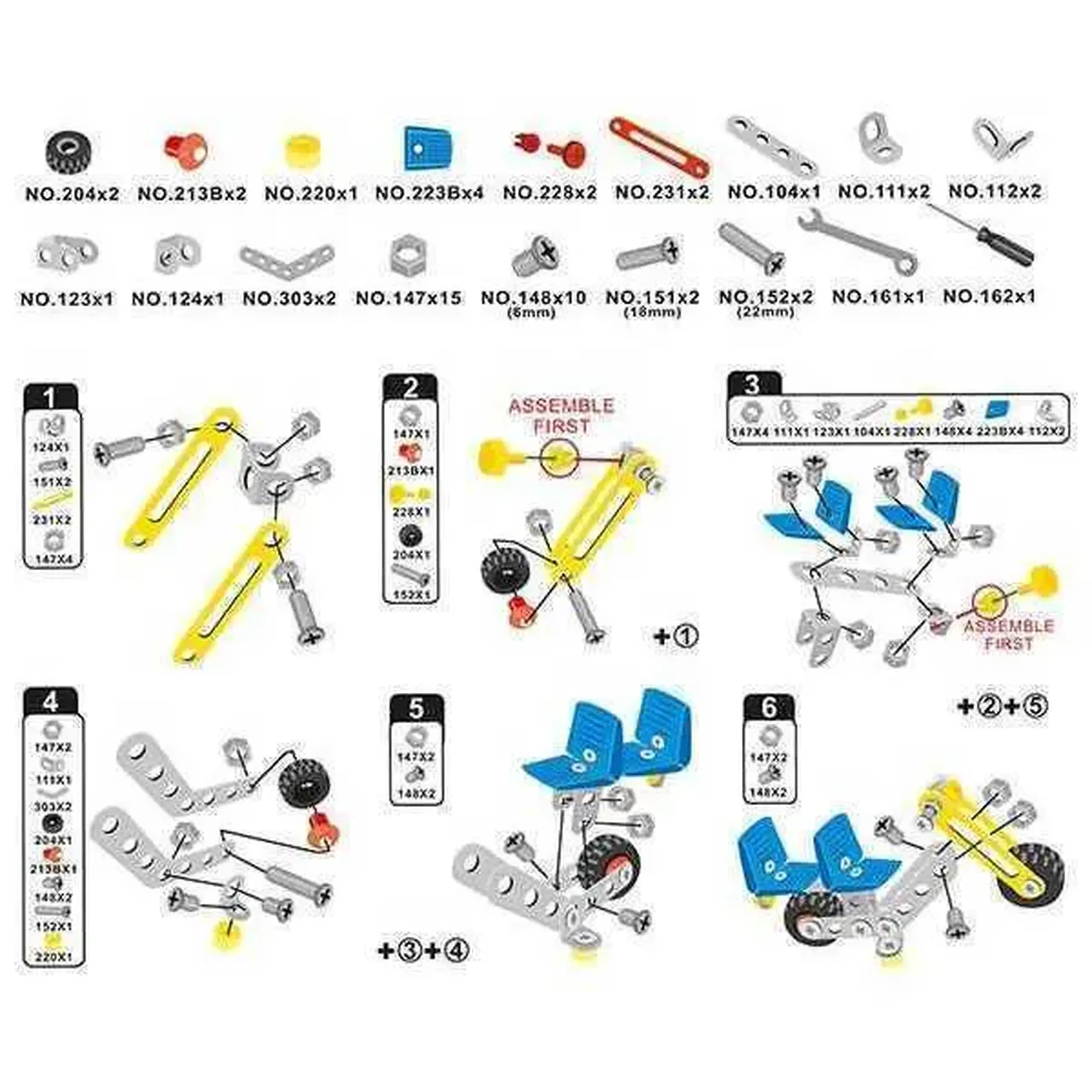 Set de construcție metalic „Buldozer” – 64 piese
