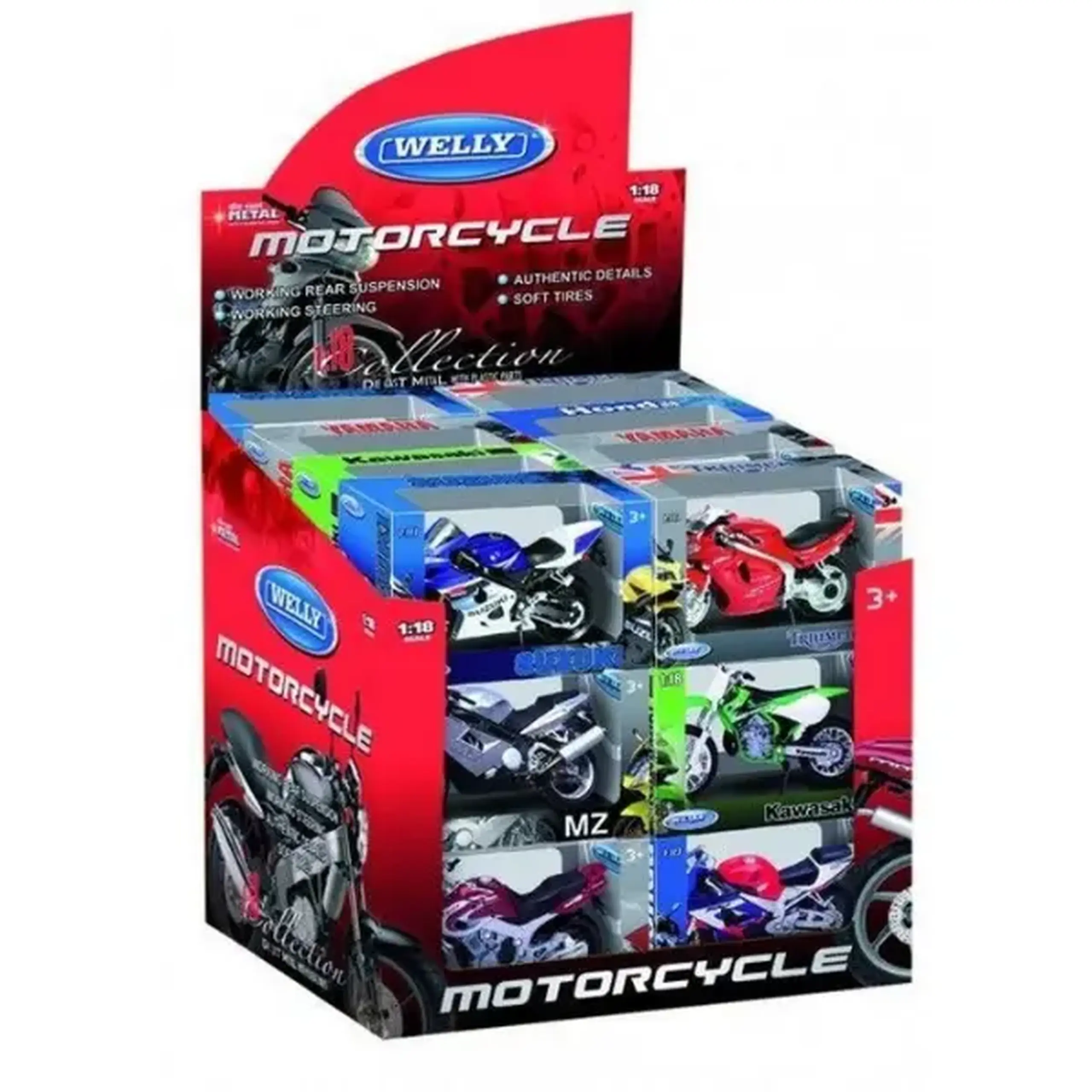 Motociclete Metalice de Colecție 1:18 WELLY, 6 modele (25A)
