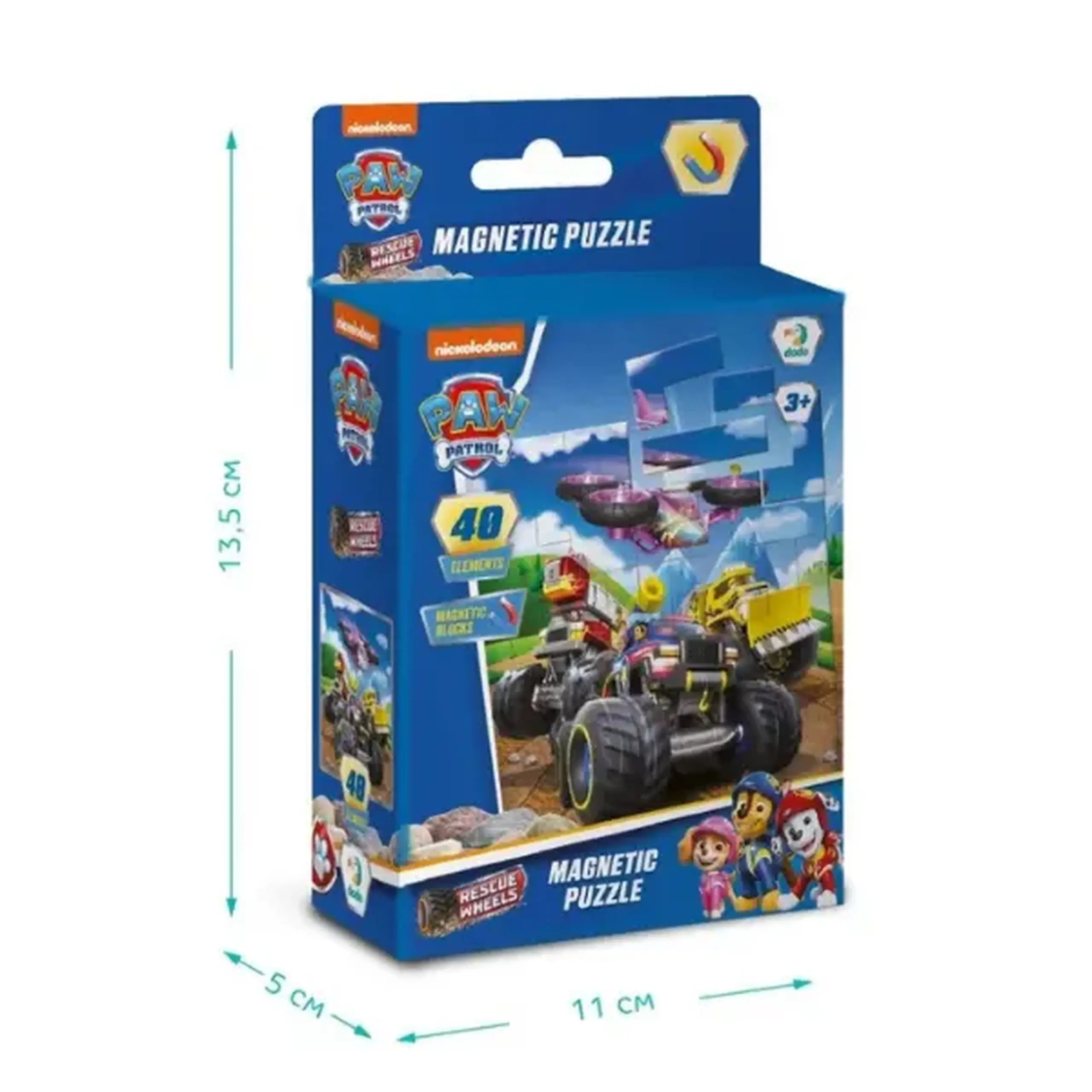 Puzzle magnetic "Rescue Wheels", seria Patrula cățelușilor, 40 elem.