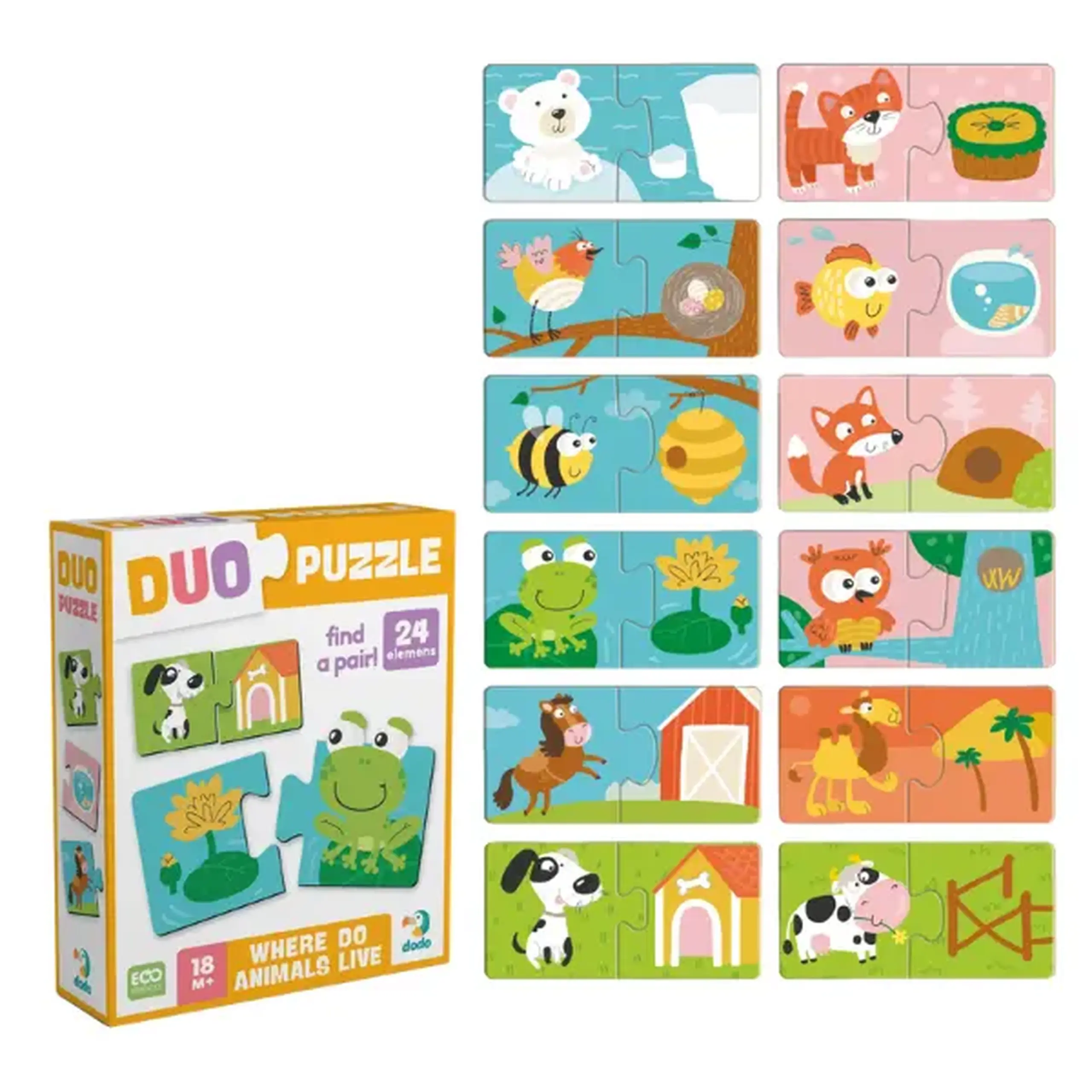 Puzzle DUO "Animalele și căsuțele lor", 24 elem.
