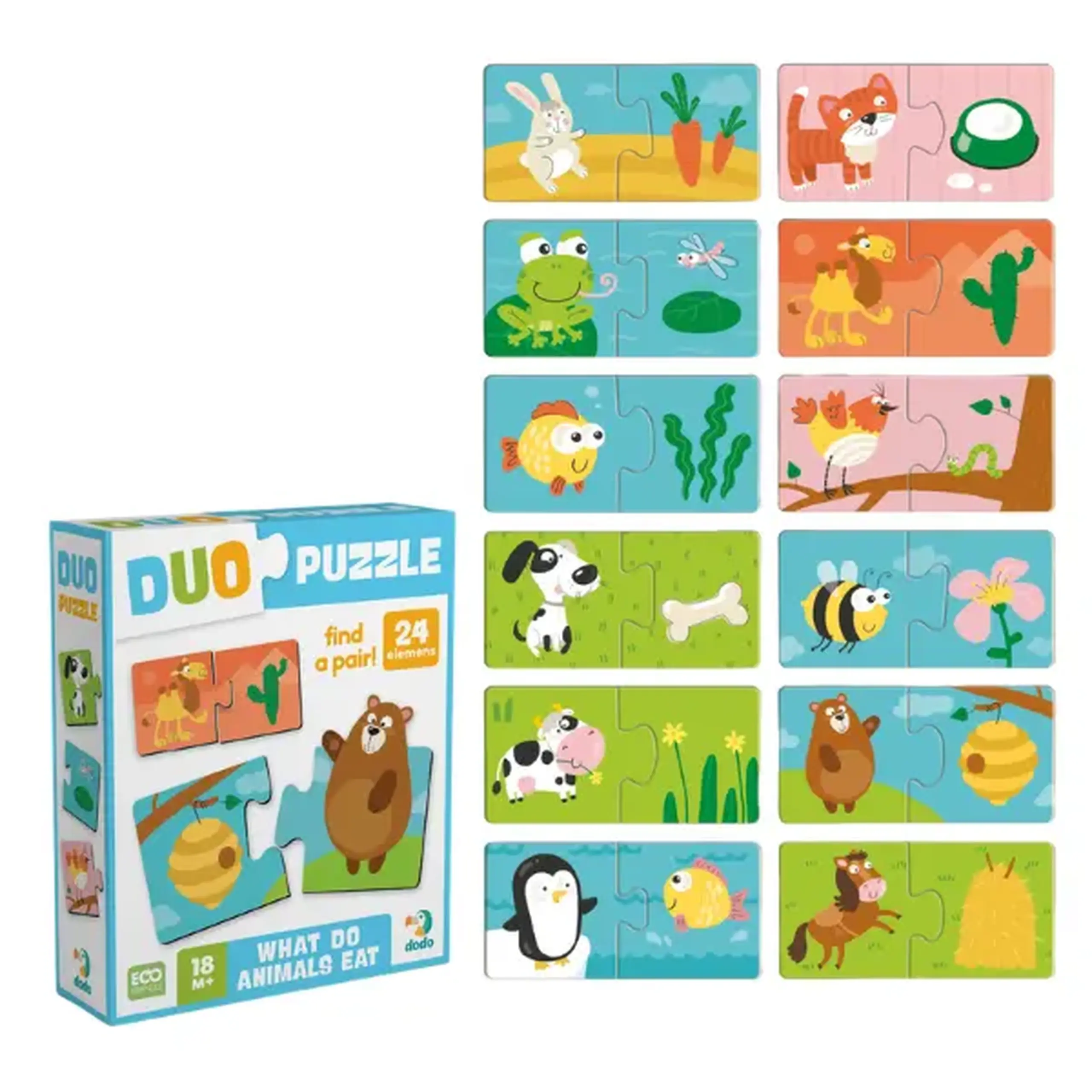 Puzzle DUO "Cine ce mănâncă?", 24 elem.