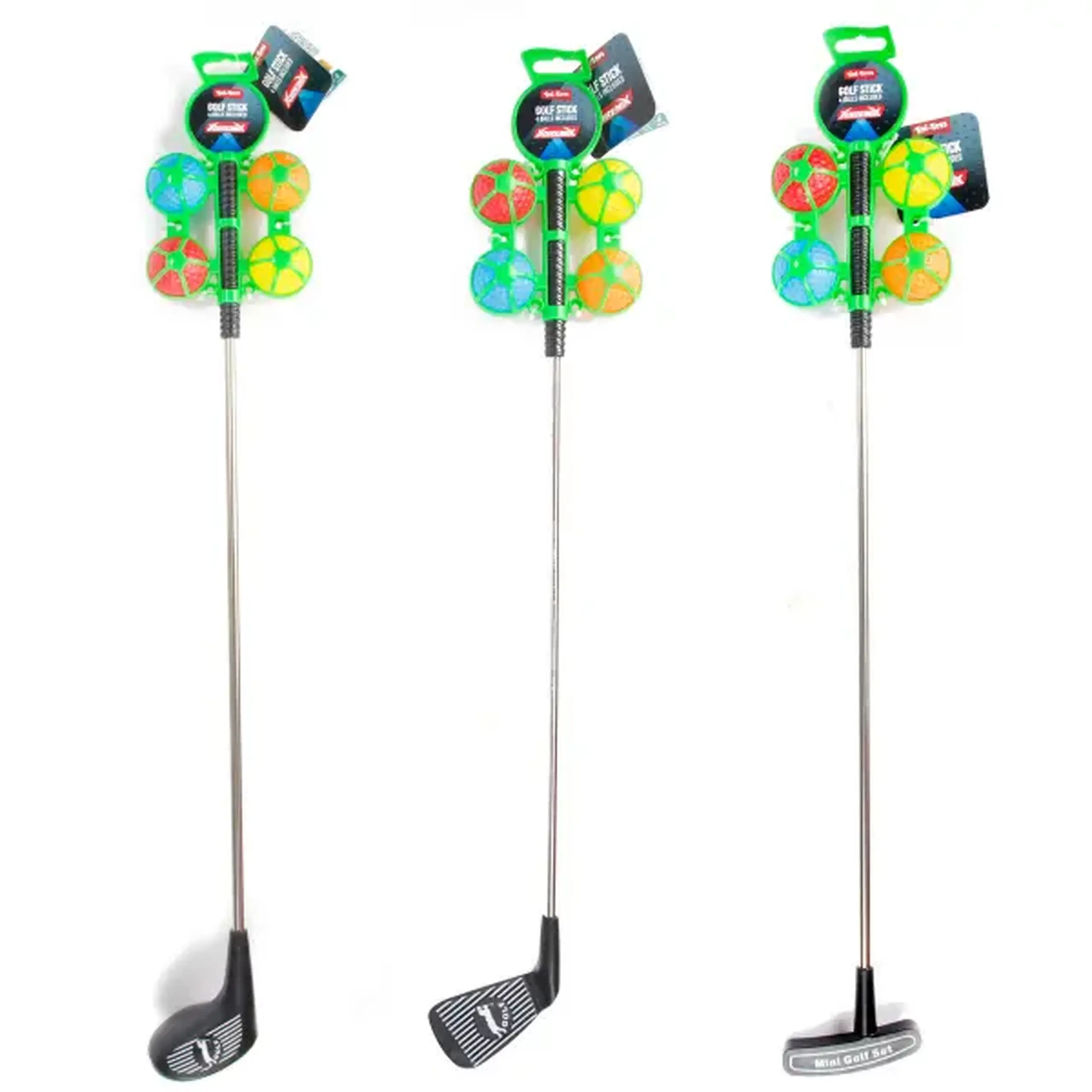 Crosă de golf metalică „Adrenix” cu 4 mingi, 3 modele