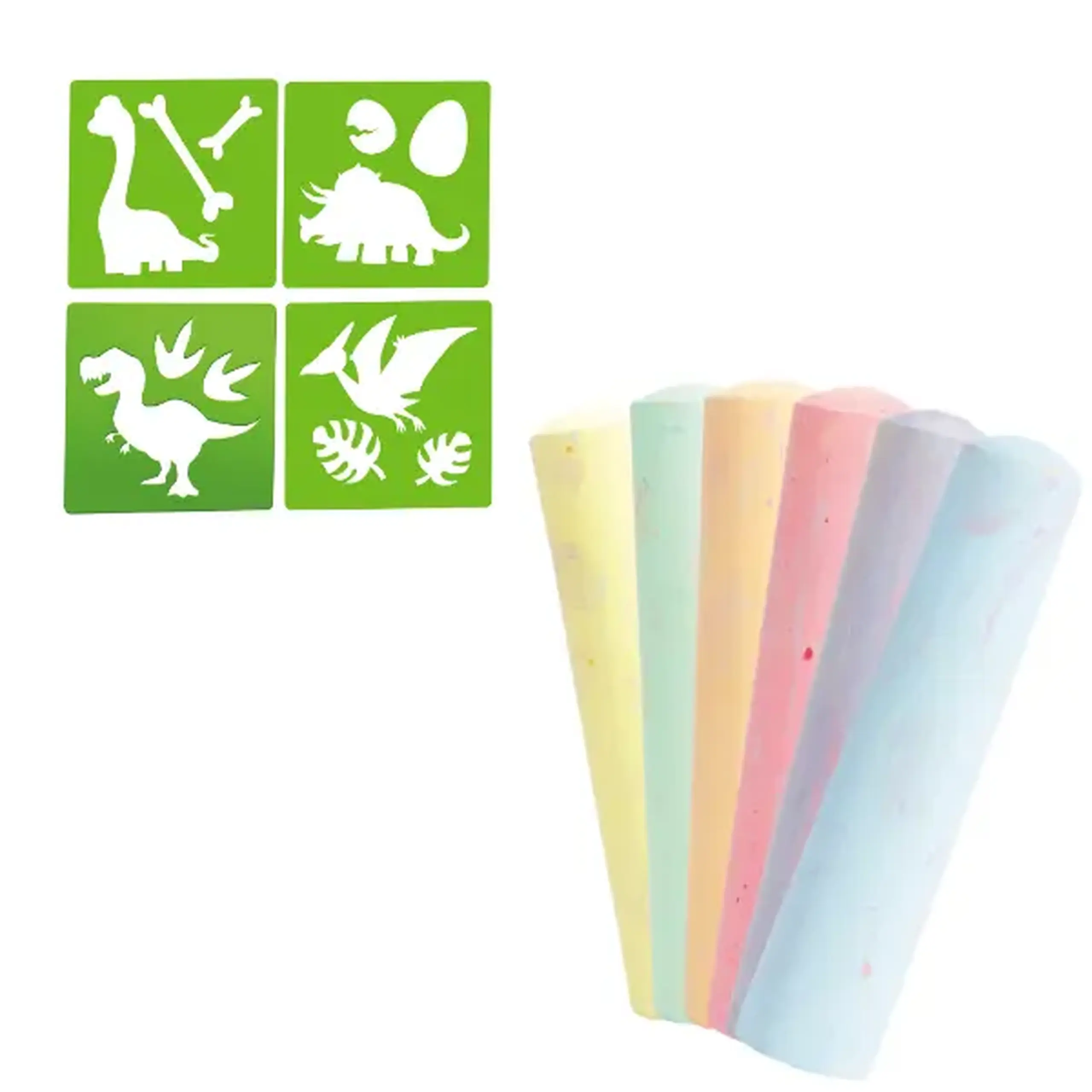Set de cretă „Lumea Dinozaurilor”, 6 buc + 4 șabloane