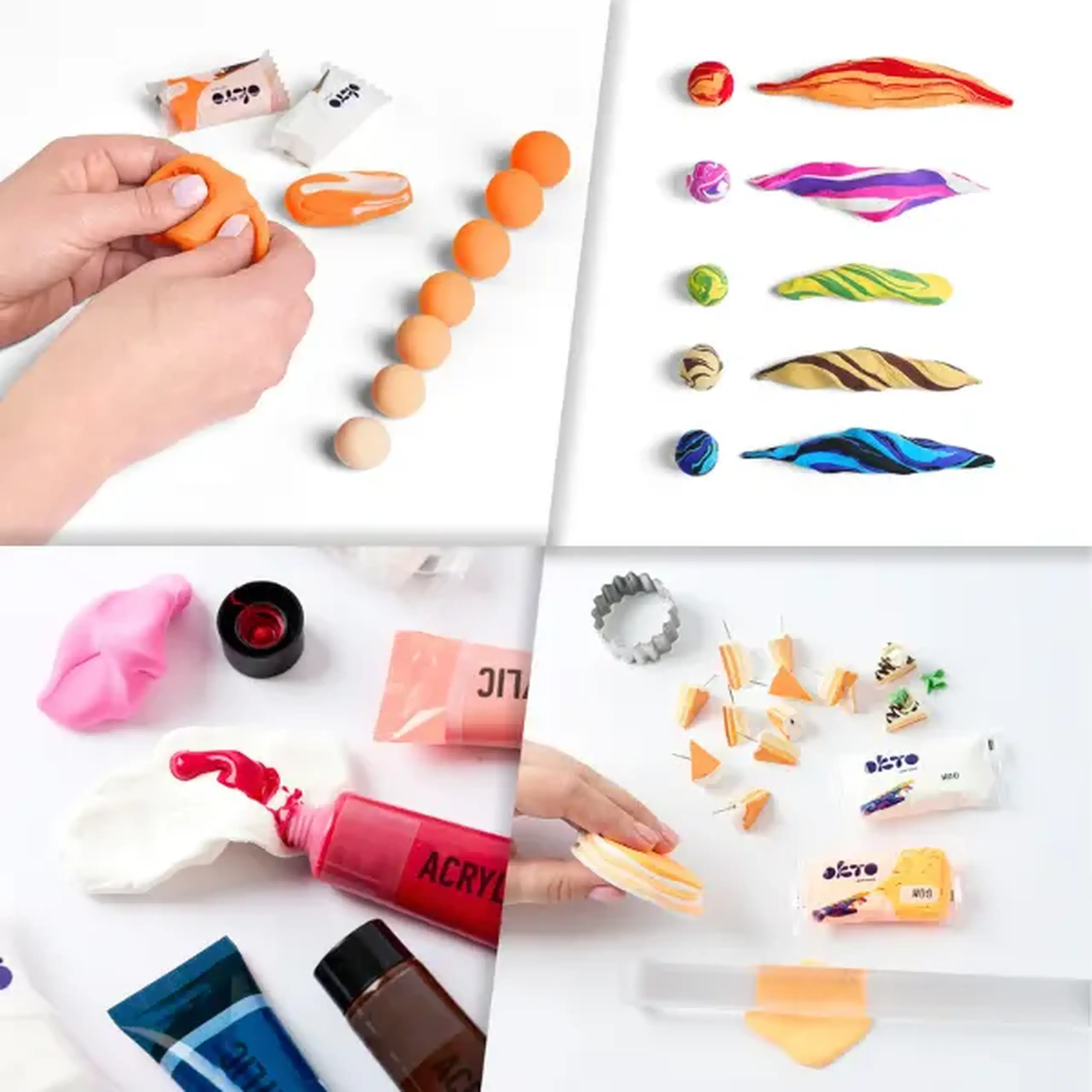 Plastilină aerată portocalie Air Clay OKTO Colours, 10 buc. × 6 g, mărimea S