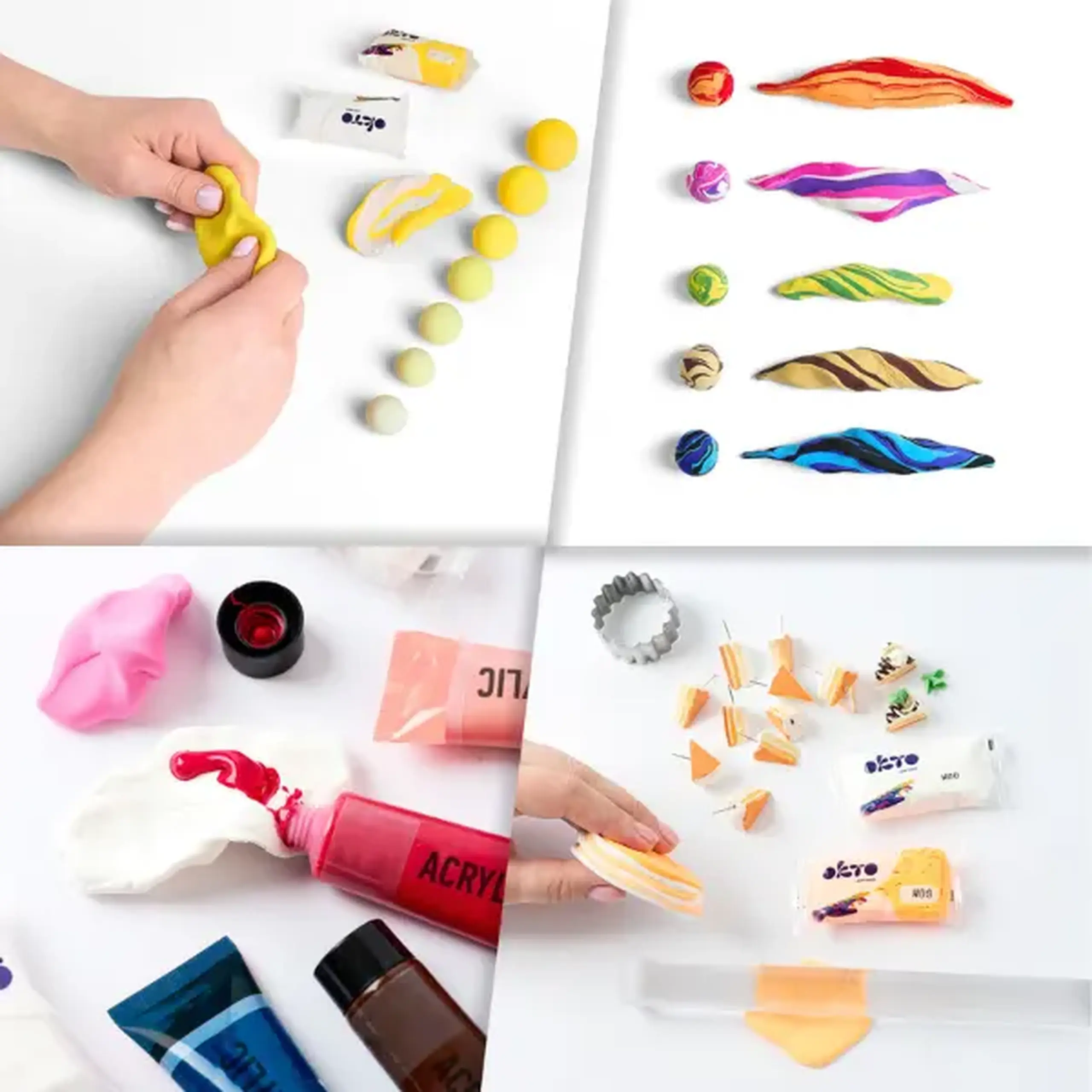 Plastilină aerată galbenă Air Clay OKTO Colours, 10 buc. × 6 g, mărimea S
