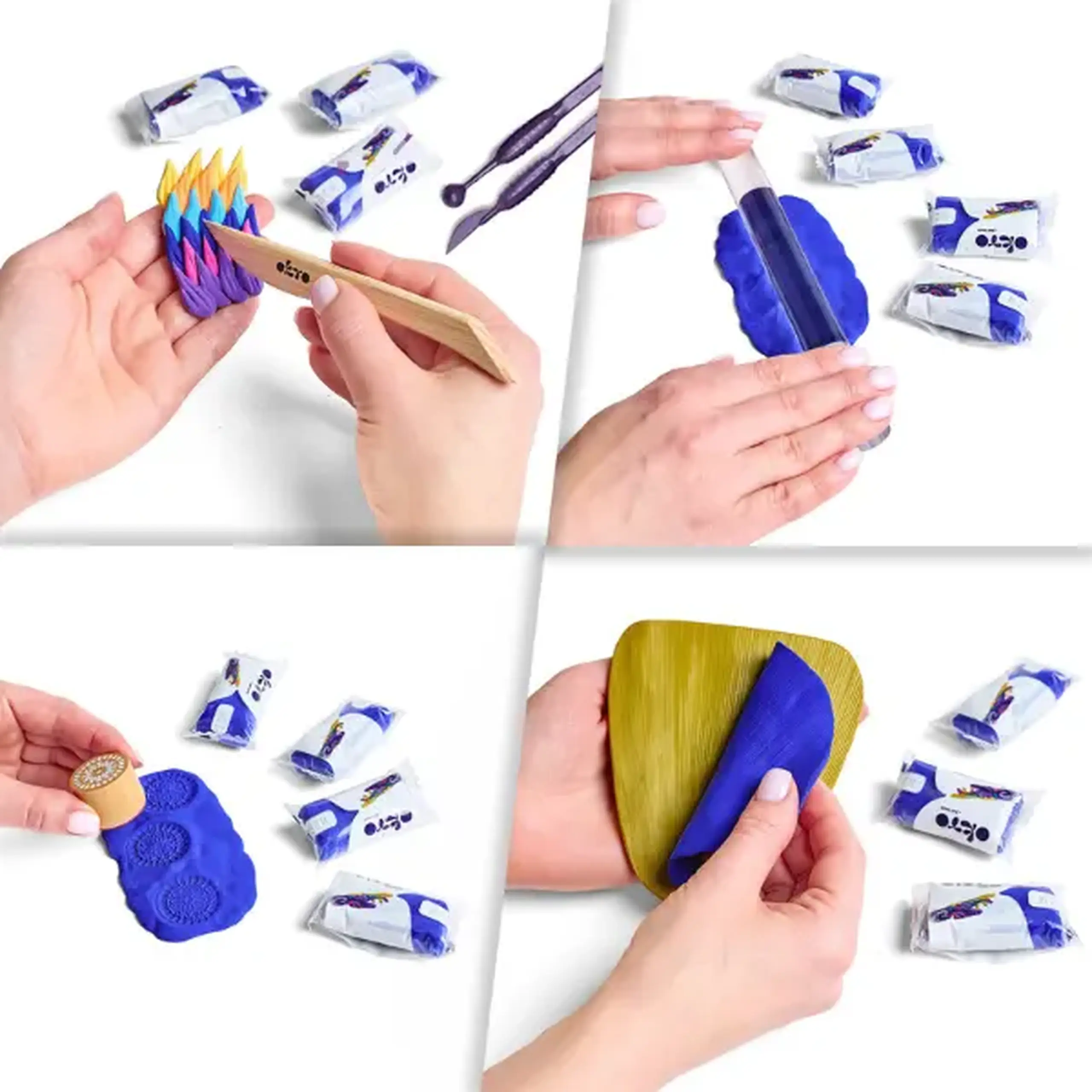 Plastilină aerată bleu Air Clay OKTO Colours, 10 buc. × 6 g, mărimea S