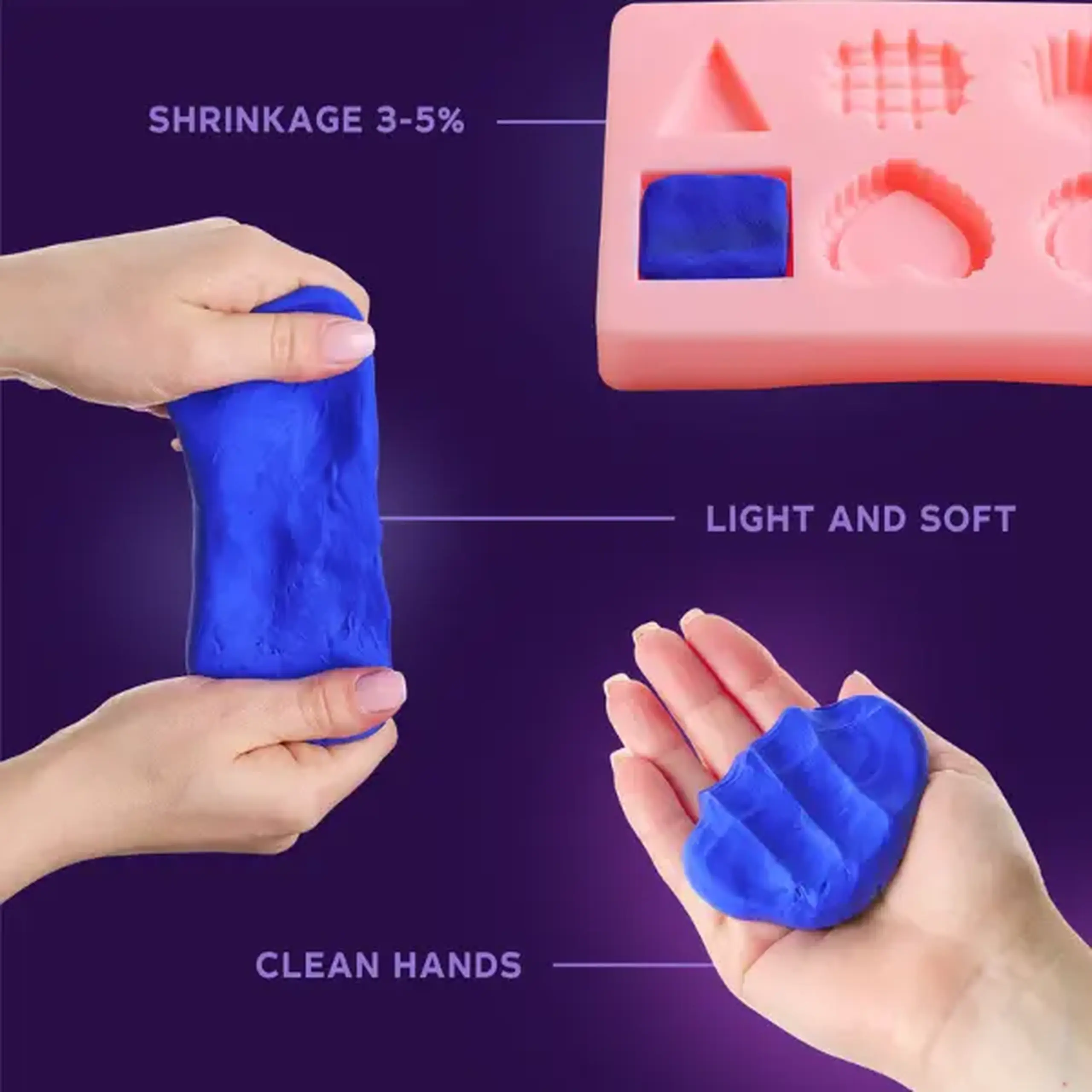 Plastilină aerată bleu Air Clay OKTO Colours, 10 buc. × 6 g, mărimea S