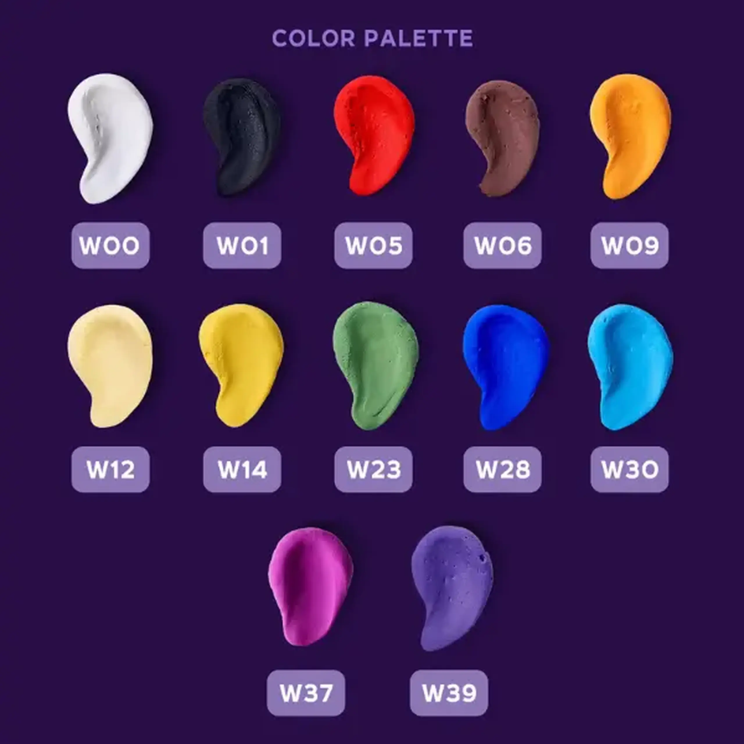 Plastilină aerată mov Air Clay OKTO Colours, 10 buc. × 6 g, mărimea S